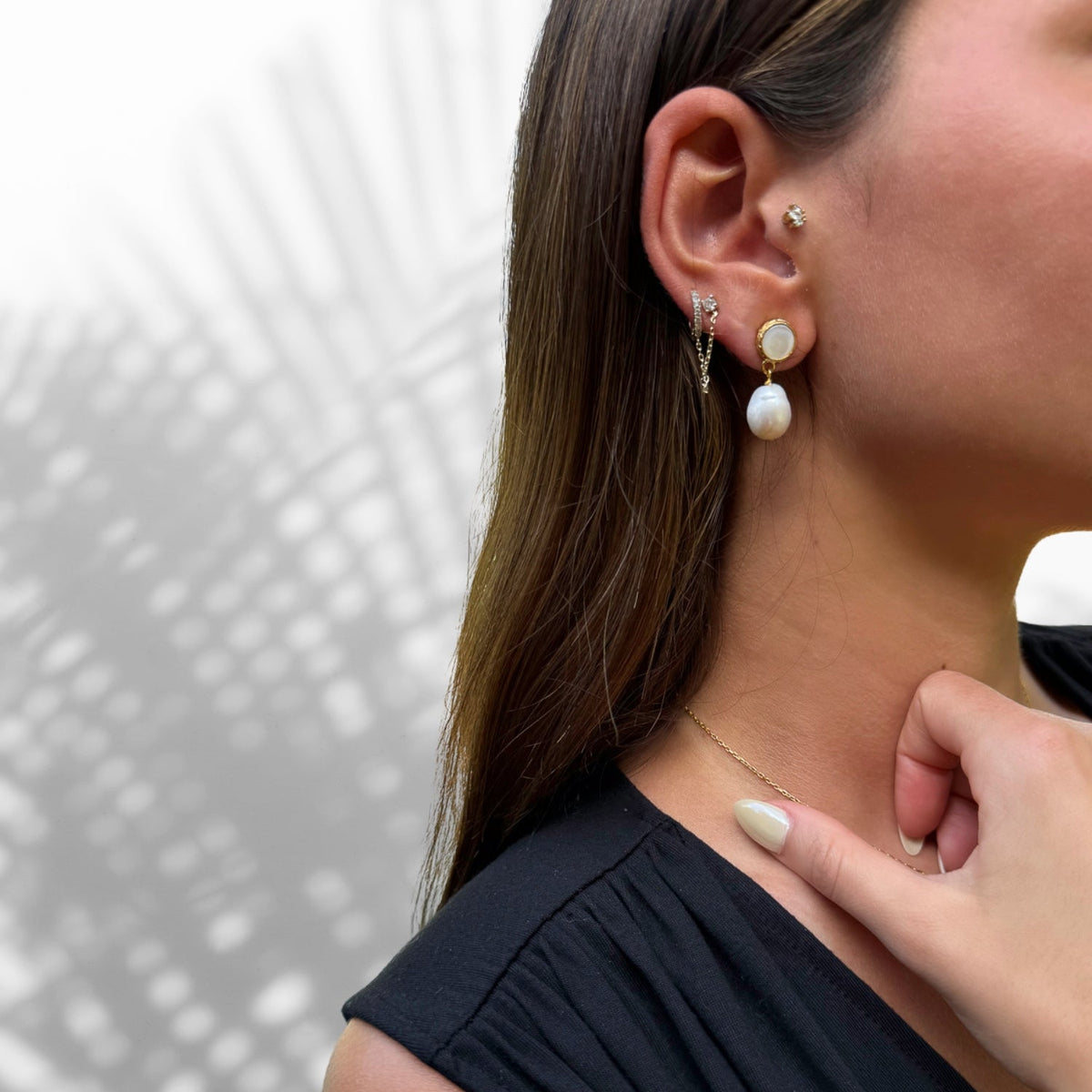 Delicate Gold Earrings with Pearl Detail