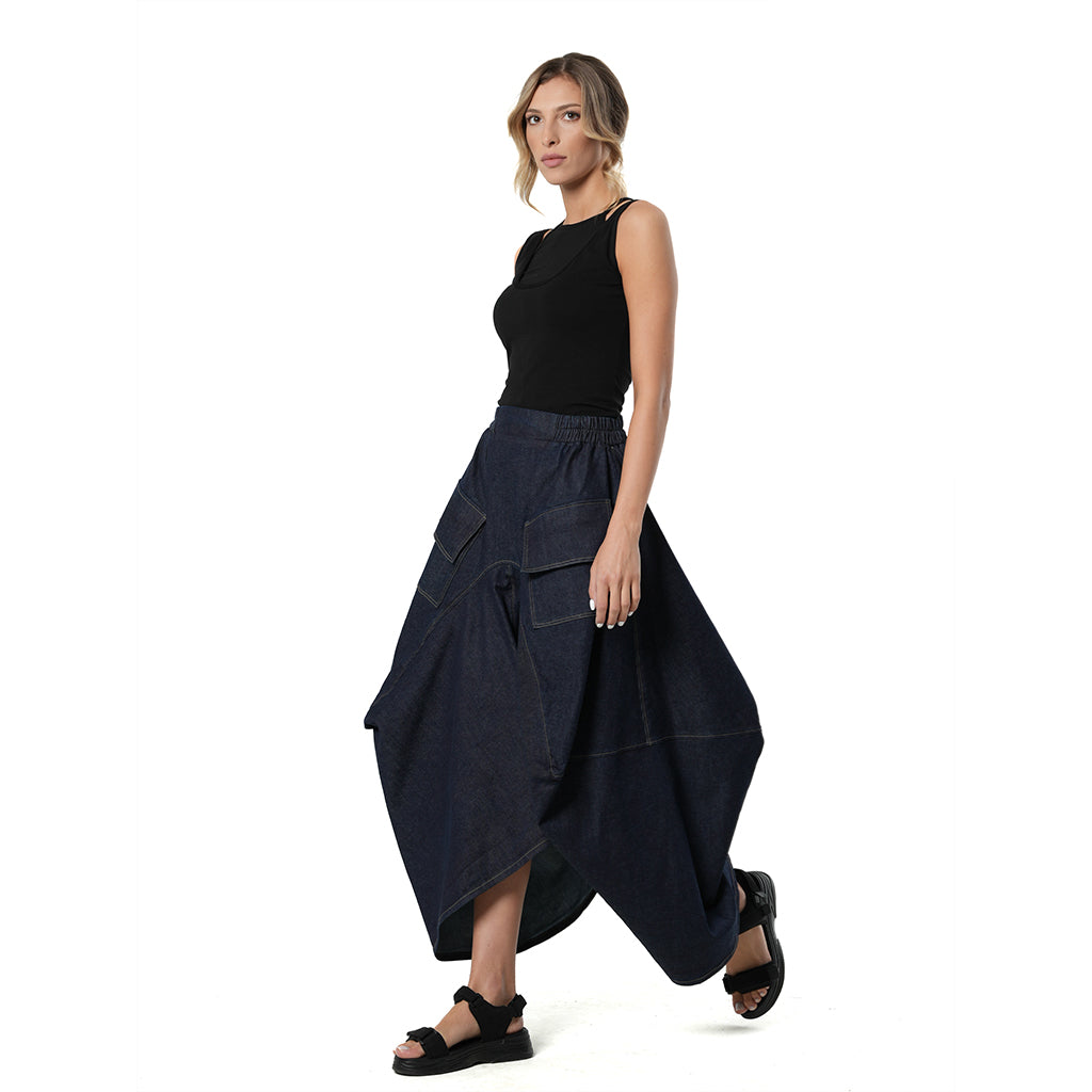 METAMORPHOZA -  Denim Asymmetrical Skirt PR Sample | DOORS NYC PR showroom
