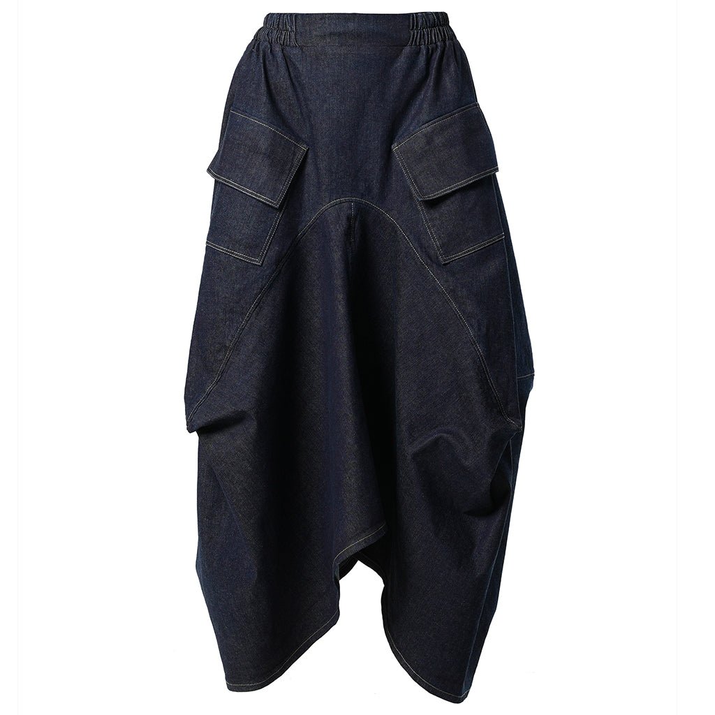 METAMORPHOZA -  Denim Asymmetrical Skirt PR Sample | DOORS NYC PR showroom