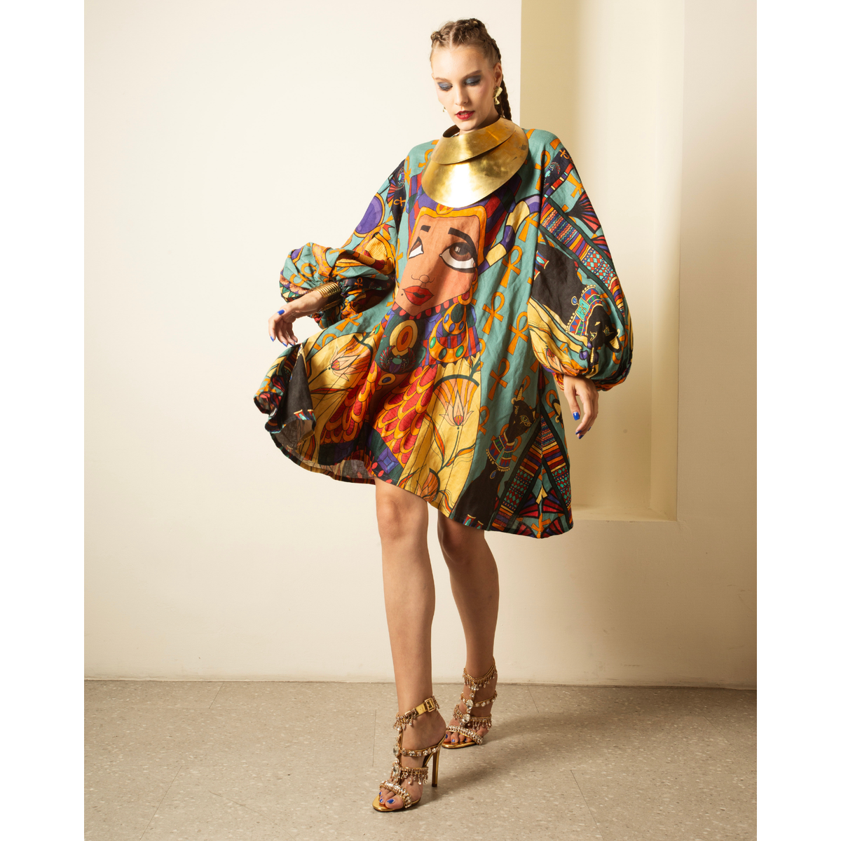 A-Line Balloon Sleeve Ladia Dress