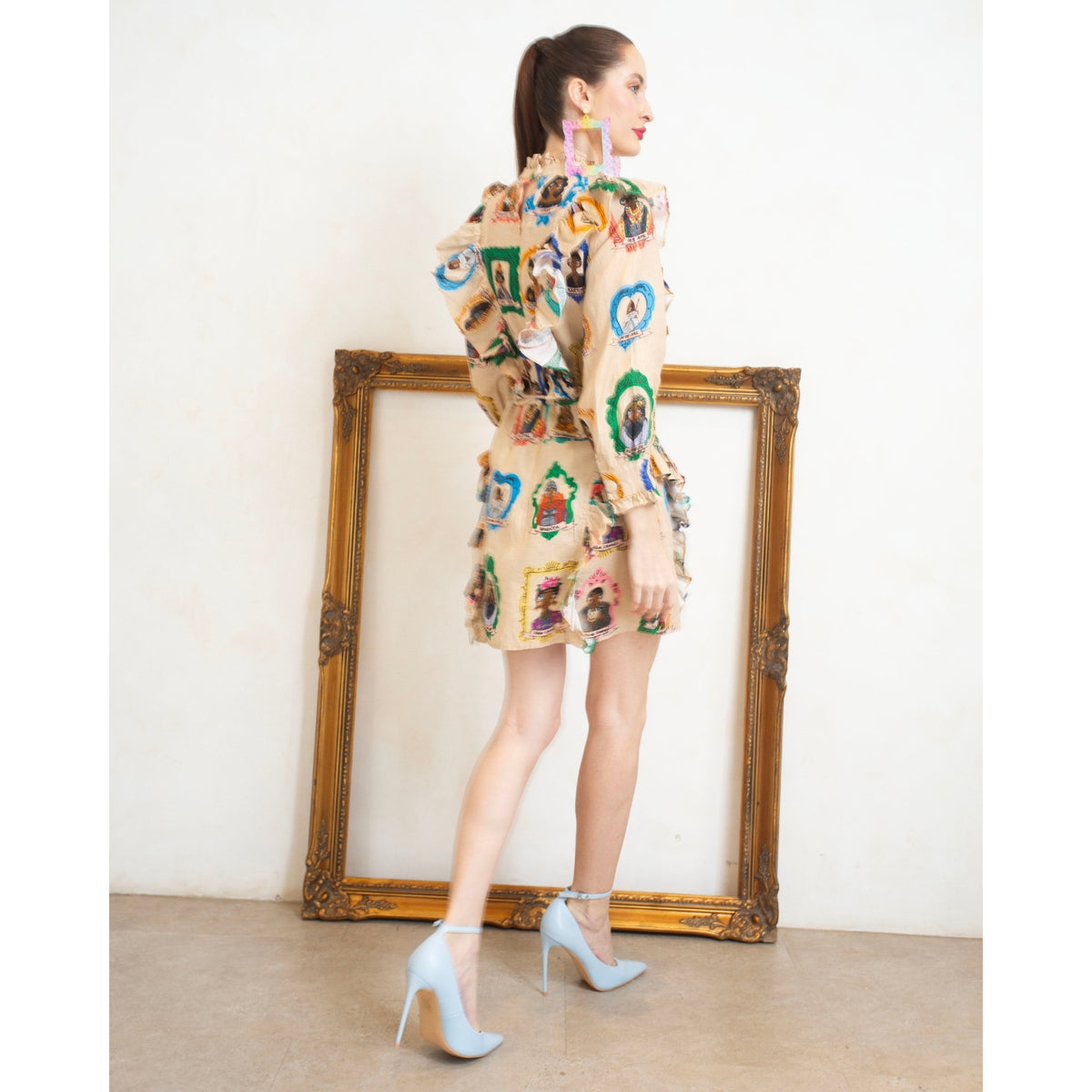 High Neck Frill Mini Dress