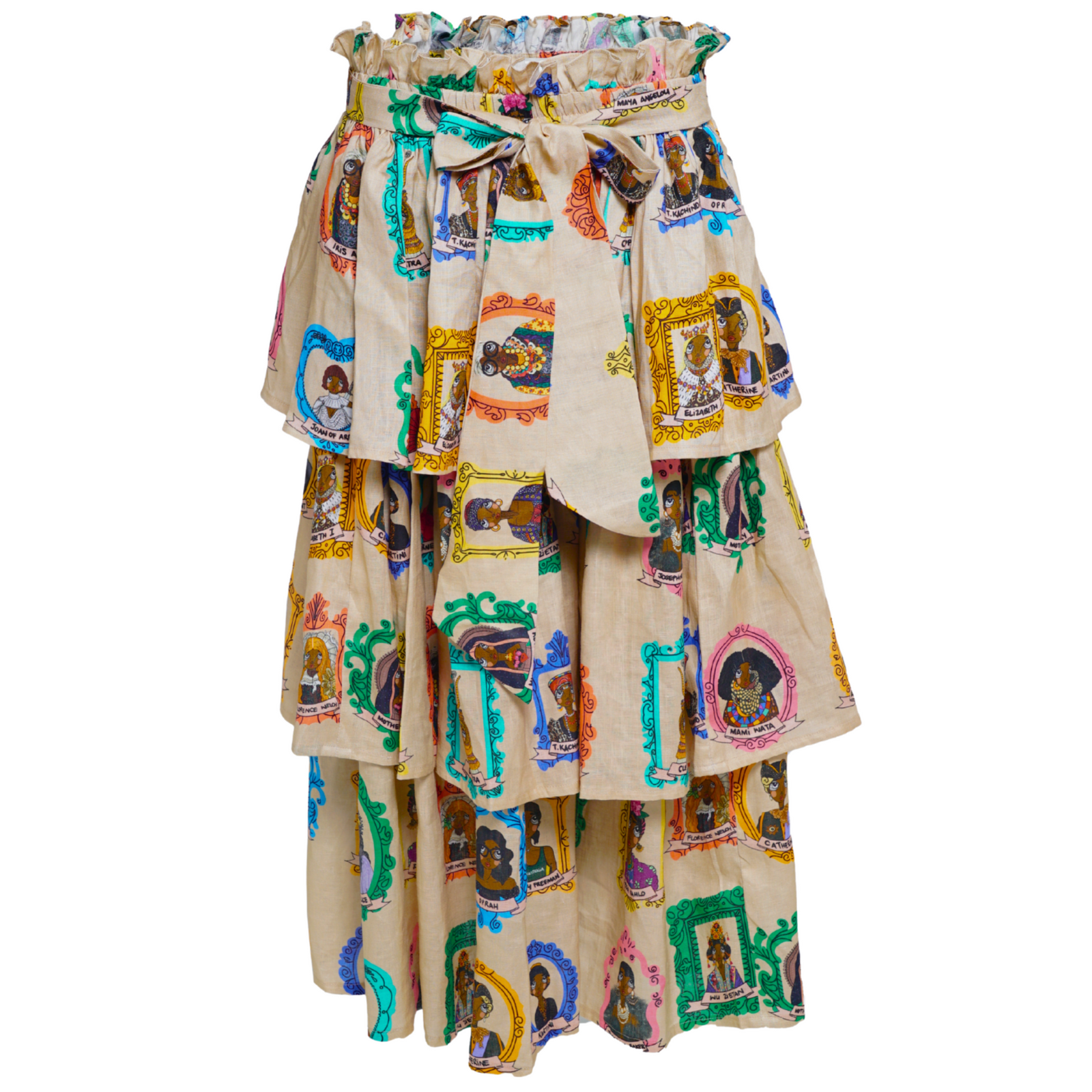 Layered Midi Skirt with Bow Tie Waist