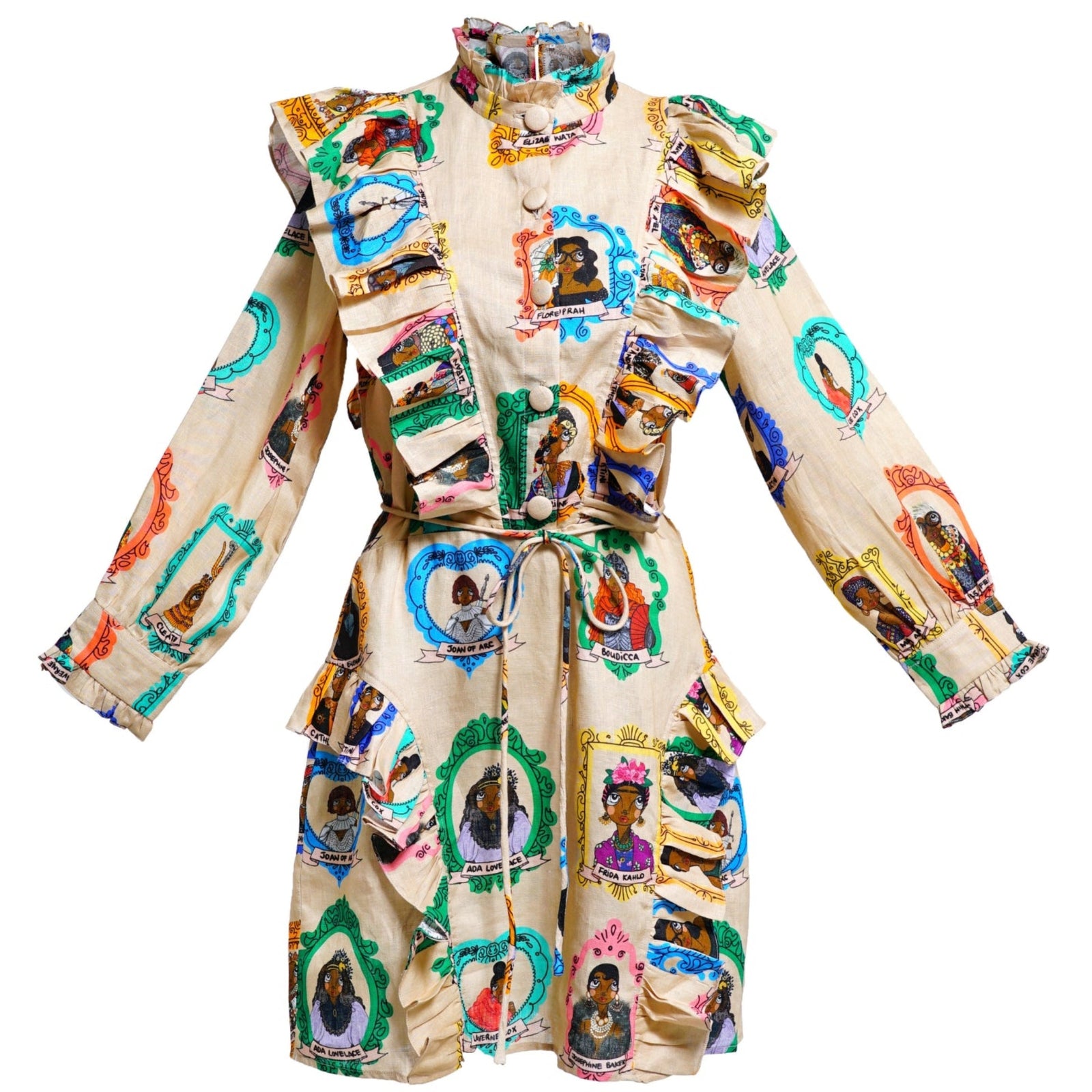 High Neck Frill Mini Dress