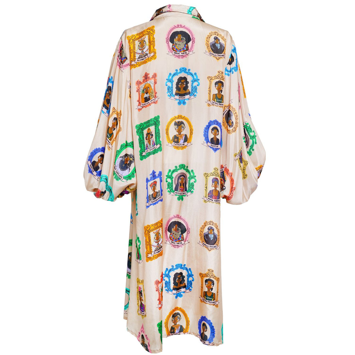 Collared Balloon Sleeve Midi Dress