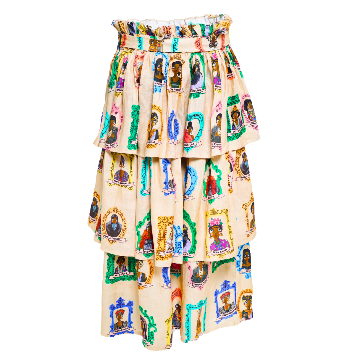 Layered Midi Skirt with Bow Tie Waist