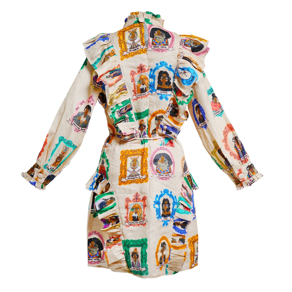 High Neck Frill Mini Dress