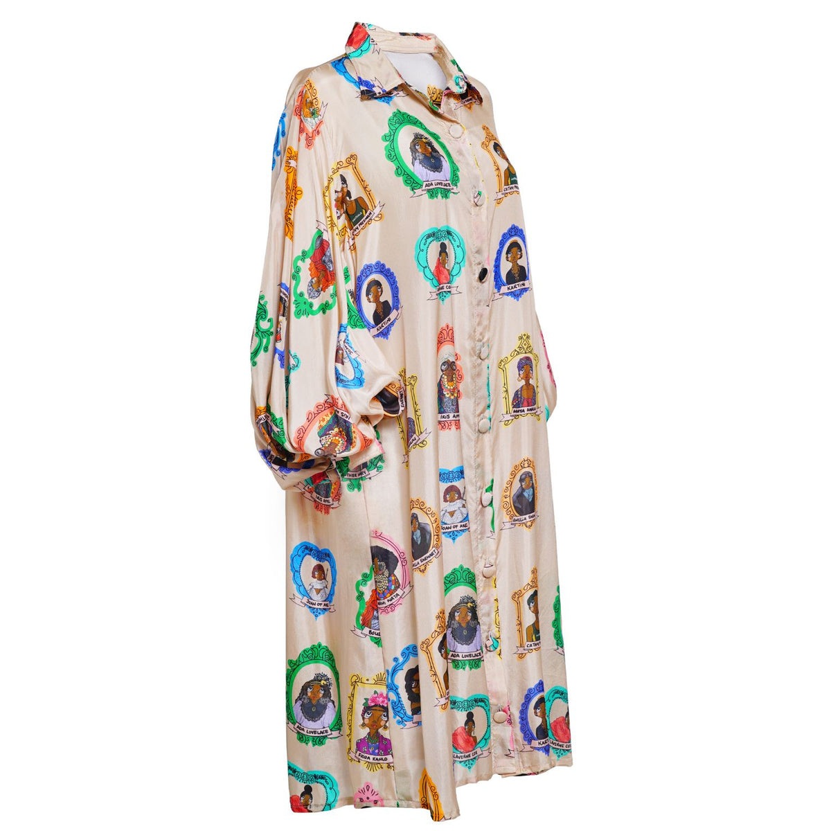 Collared Balloon Sleeve Midi Dress