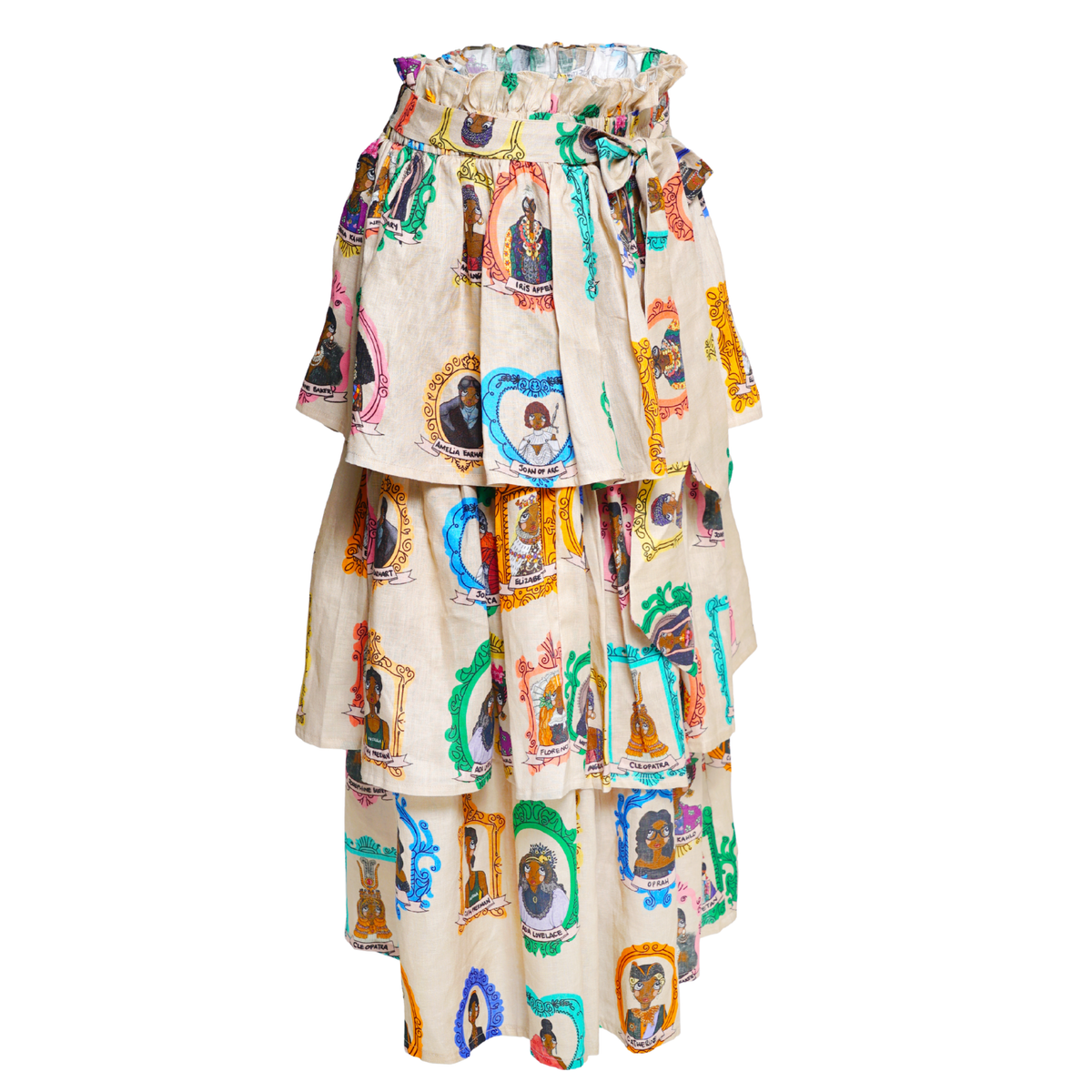 Layered Midi Skirt with Bow Tie Waist