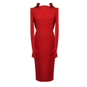 KRIS MARAN - Collared Dress WIth Gloves | Red buy at DOORS NYC