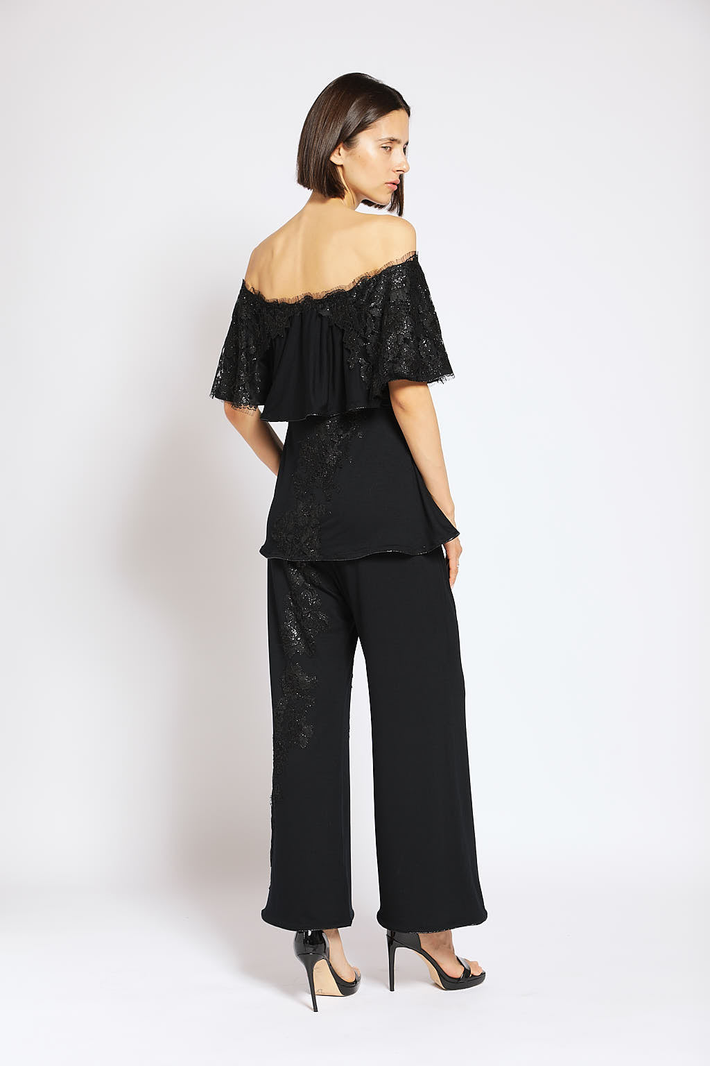 OTKUTYR - Relaxed Fit Pants With Lace | Black, buy at DOORS NYC