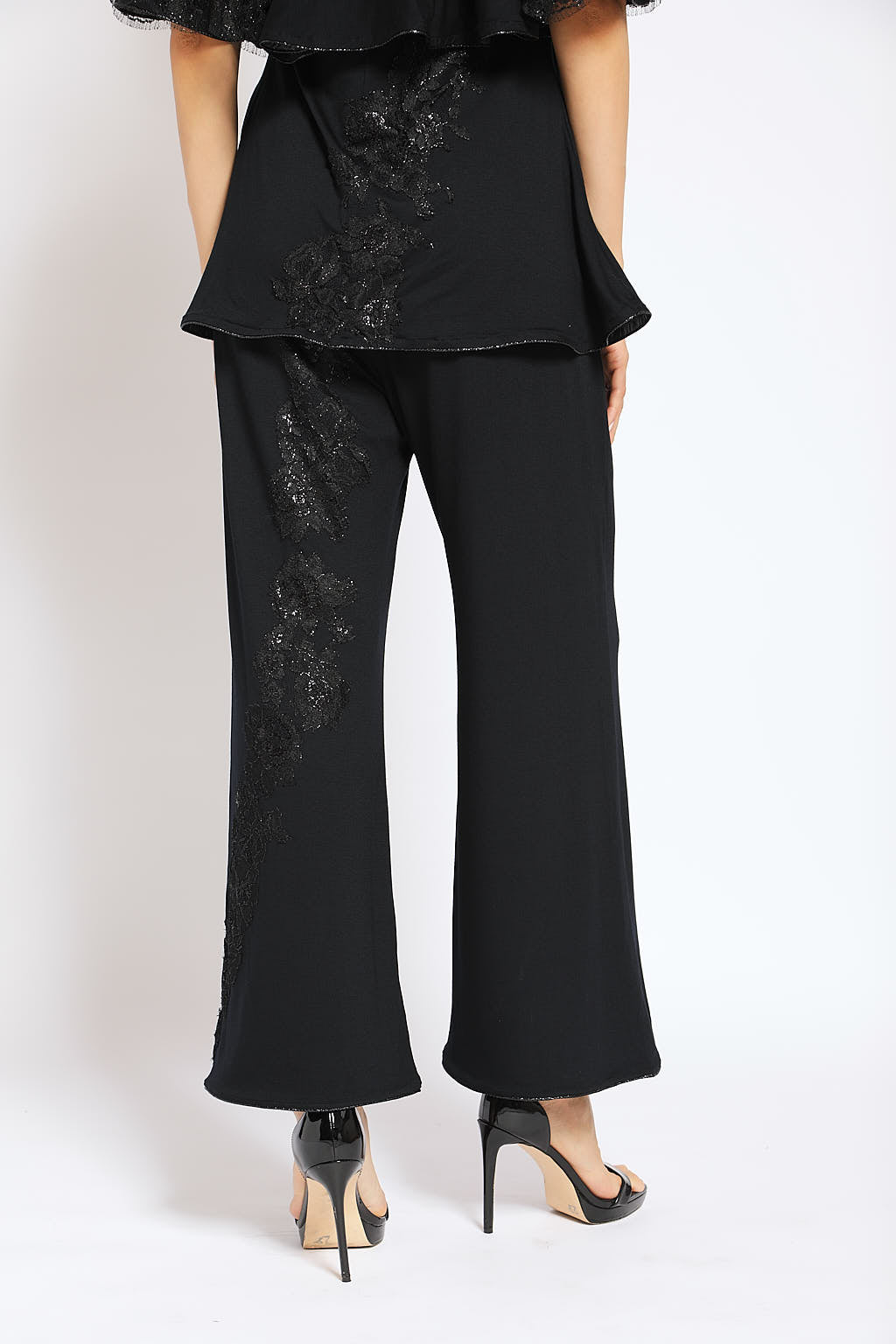 OTKUTYR - Relaxed Fit Pants With Lace | Black, buy at DOORS NYC