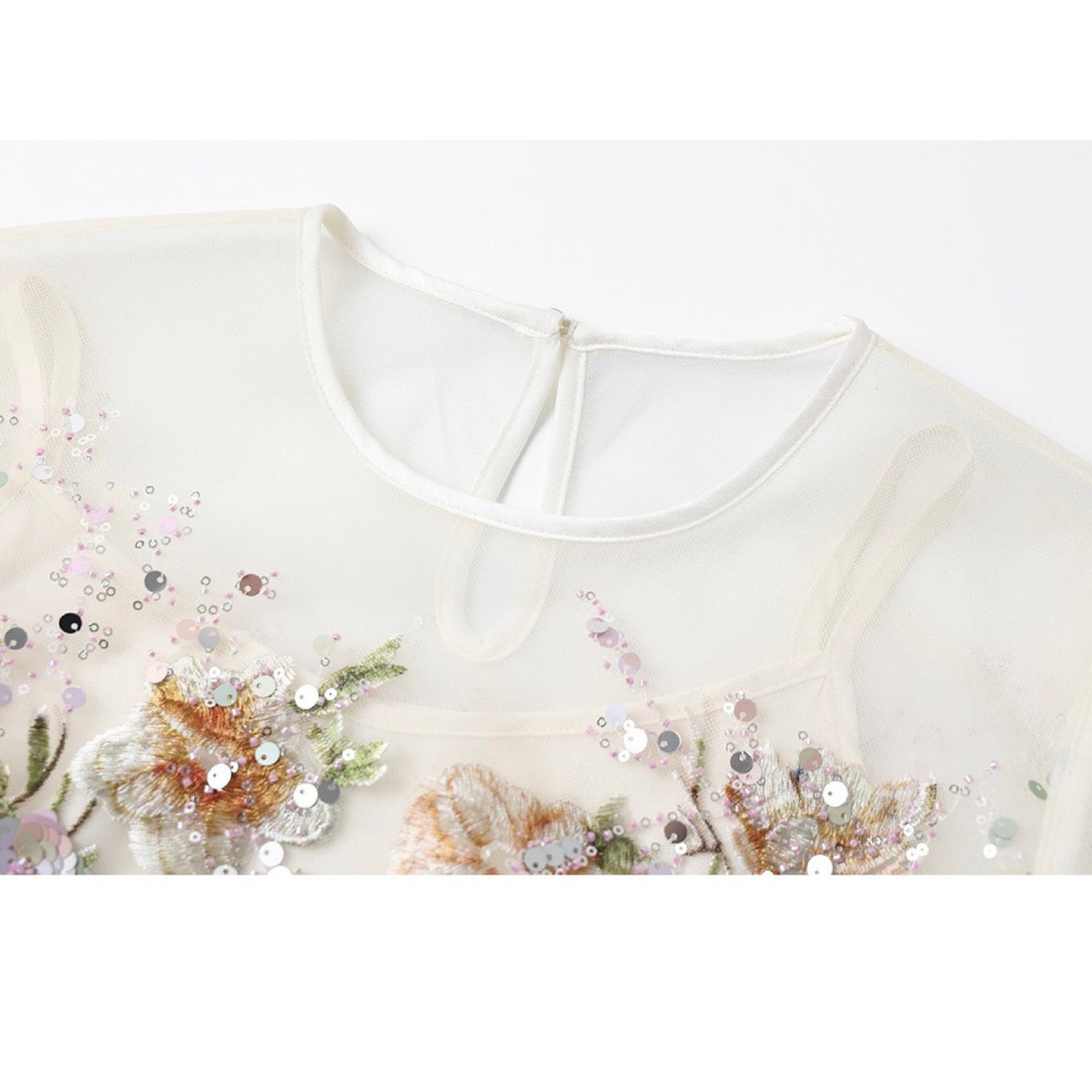 WJY STUDIO - White Floral Embroidered Shirt Top, buy at DOORS NYC