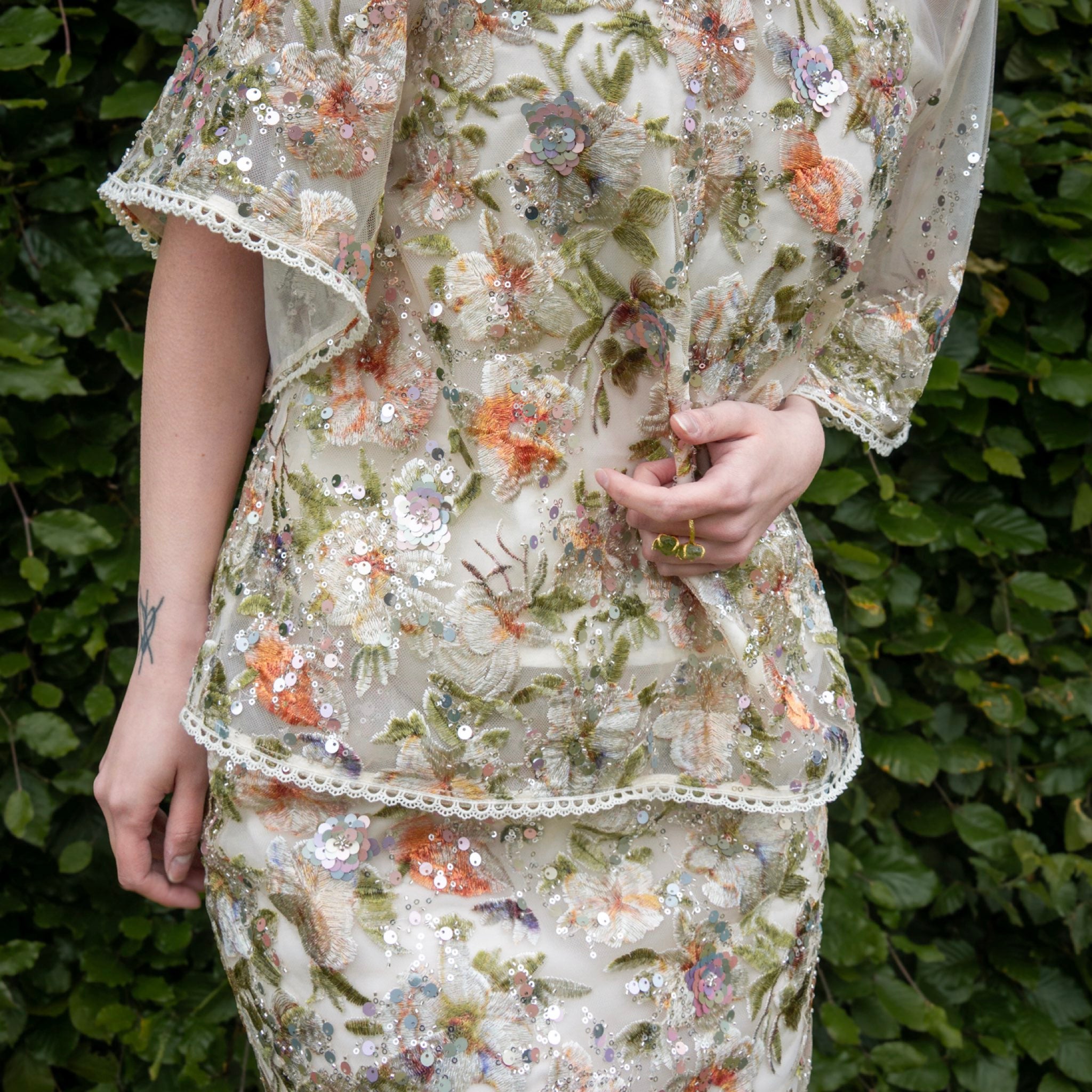 WJY STUDIO - White Floral Embroidered Shirt Top, buy at DOORS NYC