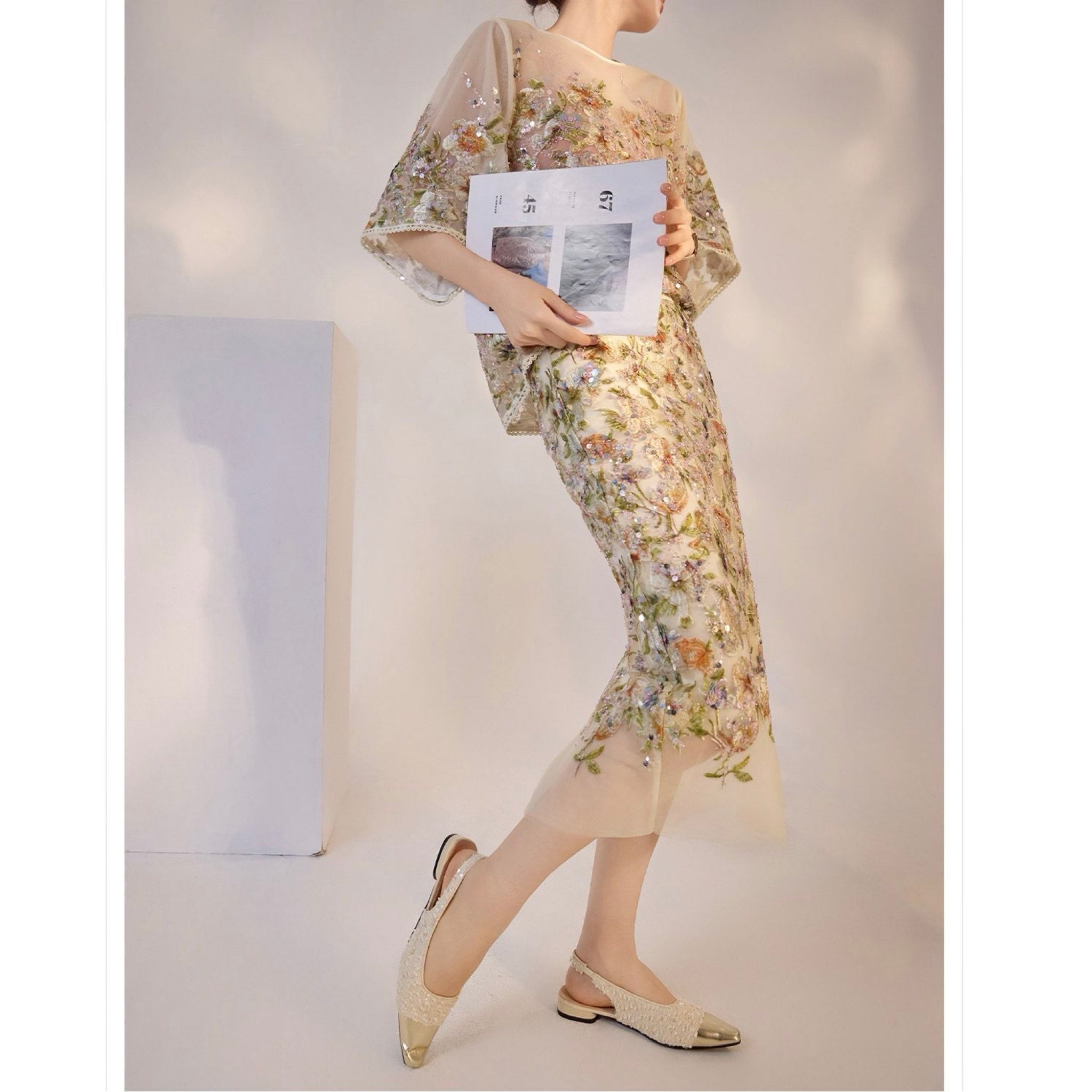 WJY STUDIO - White Floral Embroidered Shirt Top, buy at DOORS NYC