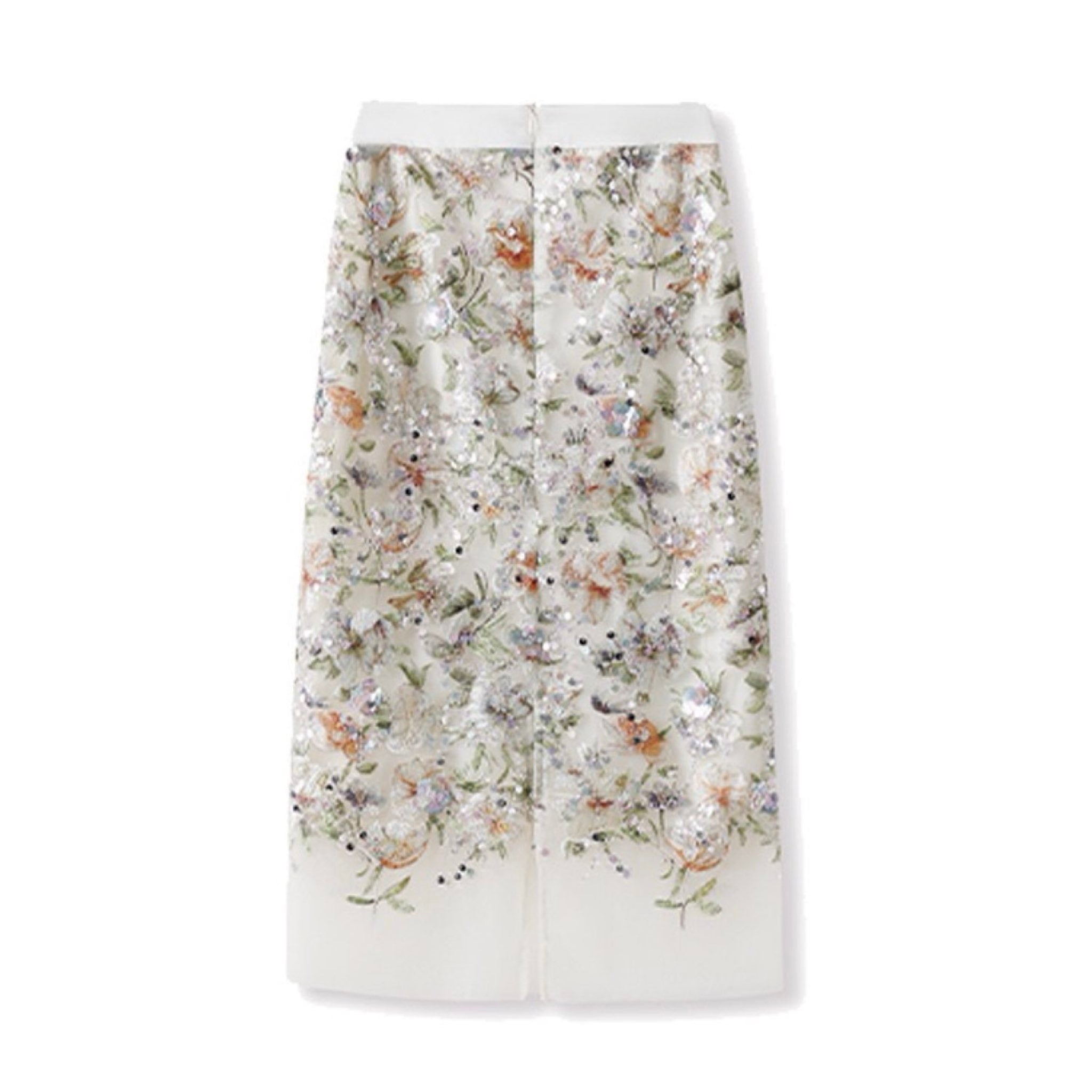 WJY STUDIO - White Floral Embroidered Skirt, buy at DOORS NYC