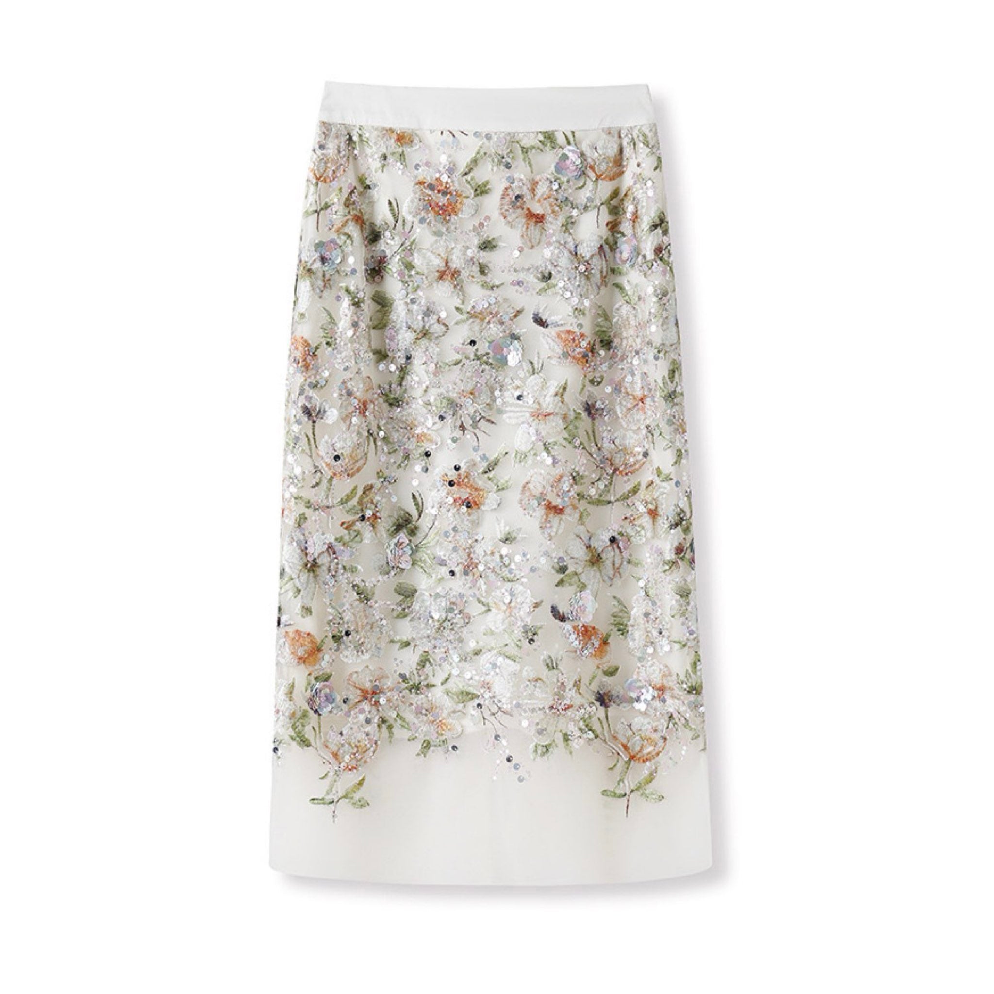 WJY STUDIO - White Floral Embroidered Skirt, buy at DOORS NYC