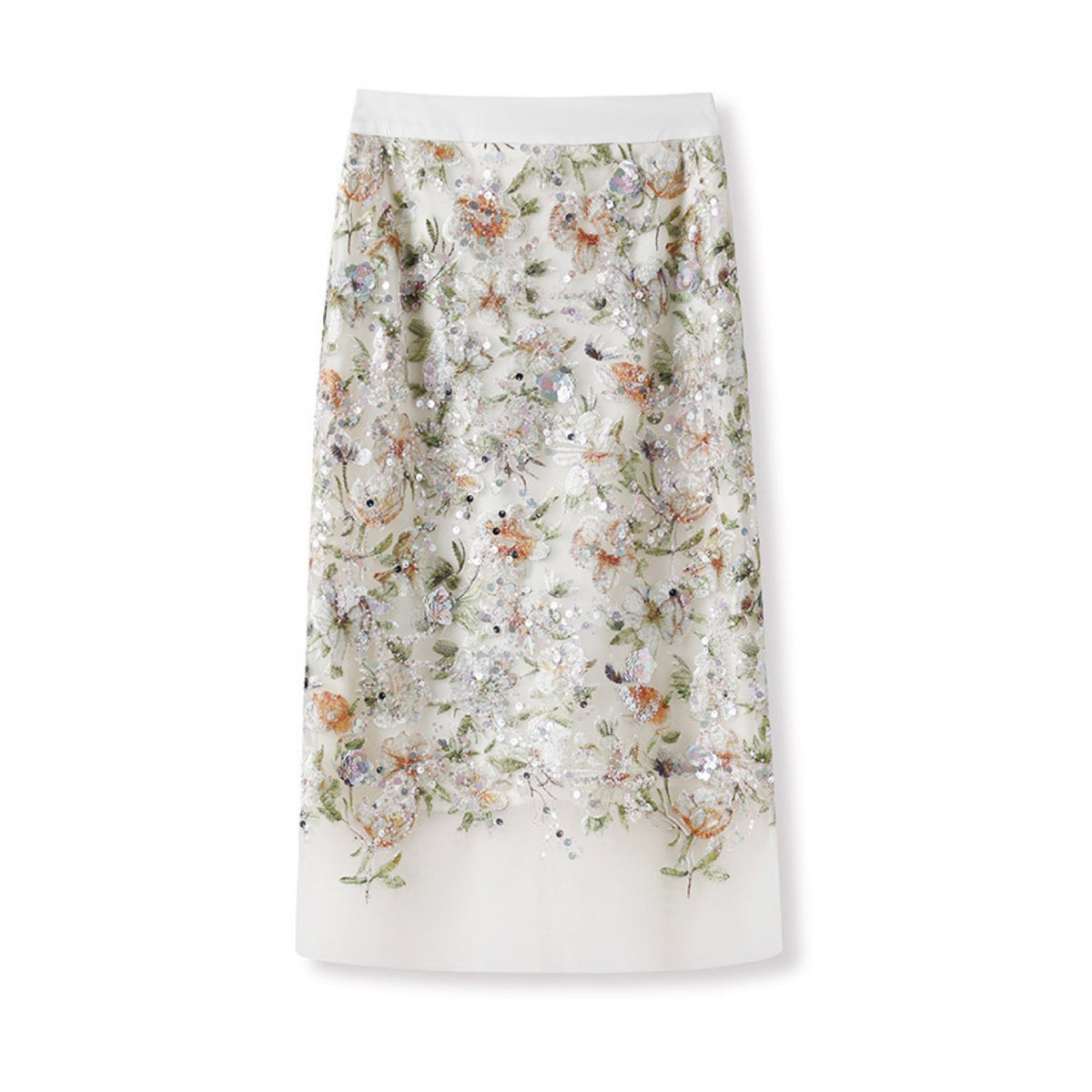 WJY STUDIO - White Floral Embroidered Skirt, buy at DOORS NYC