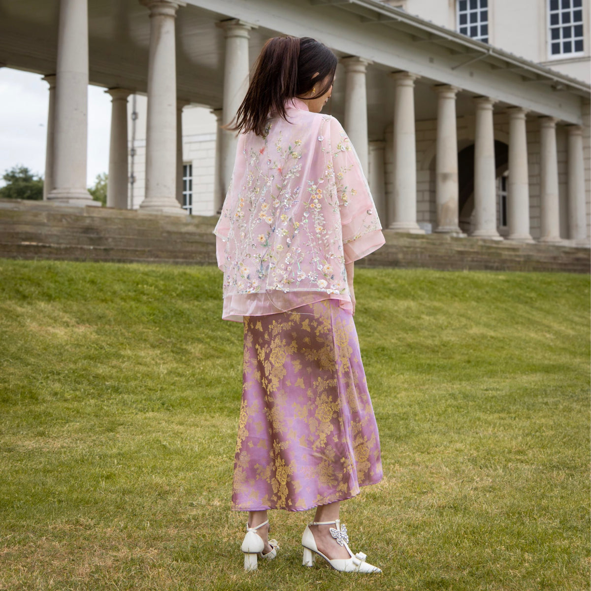 WJY STUDIO - Pink Floral Embroidered Cardigan Top, buy at DOORS NYC