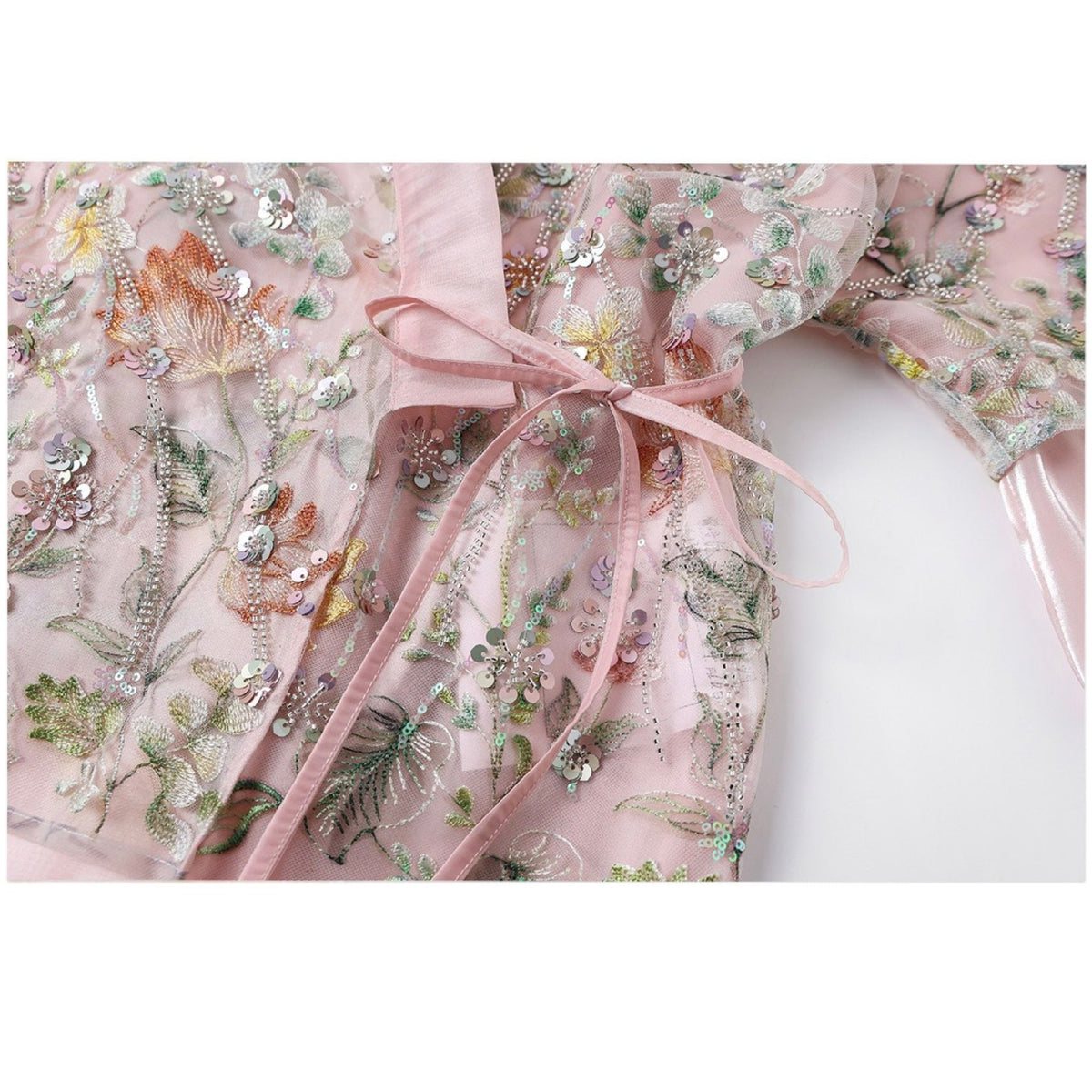 WJY STUDIO - Pink Floral Embroidered Cardigan Top, buy at DOORS NYC