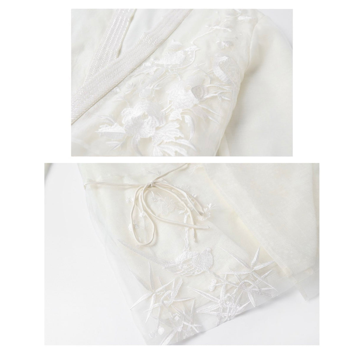 WJY STUDIO - White Silk Embroidered Cardigan, buy at DOORS NYC