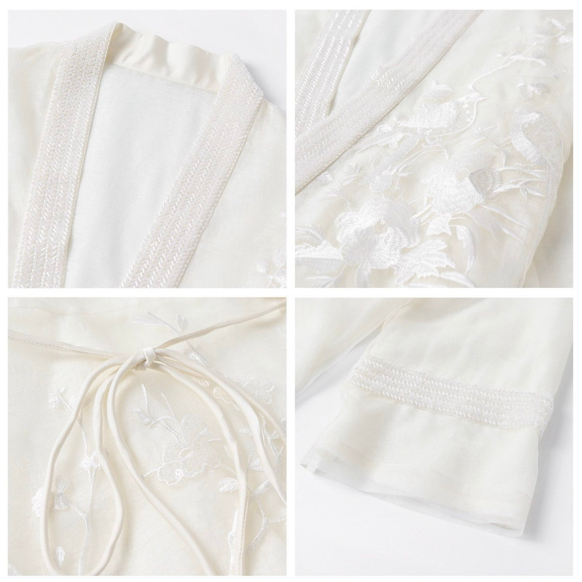 WJY STUDIO - White Silk Embroidered Cardigan, buy at DOORS NYC