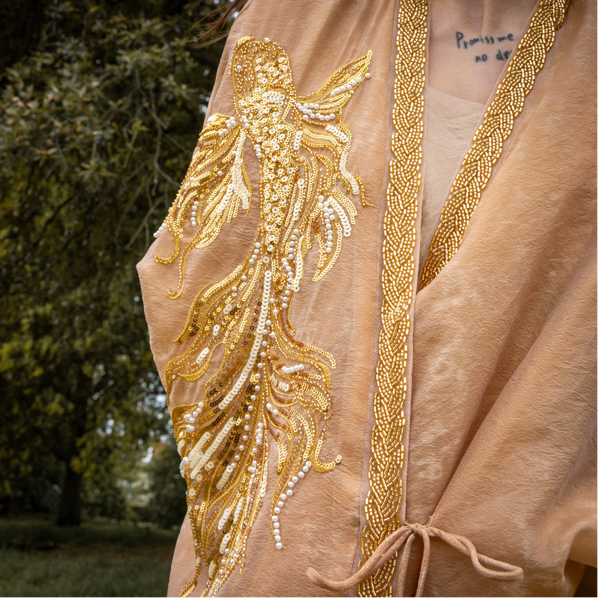 WJY STUDIO - Champagne Embroidered Cropped Jacket, buy at DOORS NYC