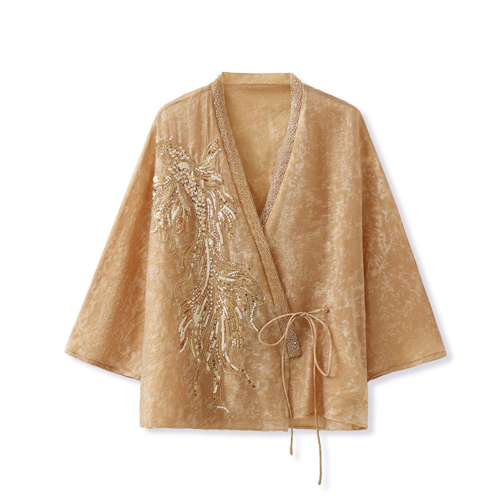 WJY STUDIO - Champagne Embroidered Cropped Jacket, buy at DOORS NYC