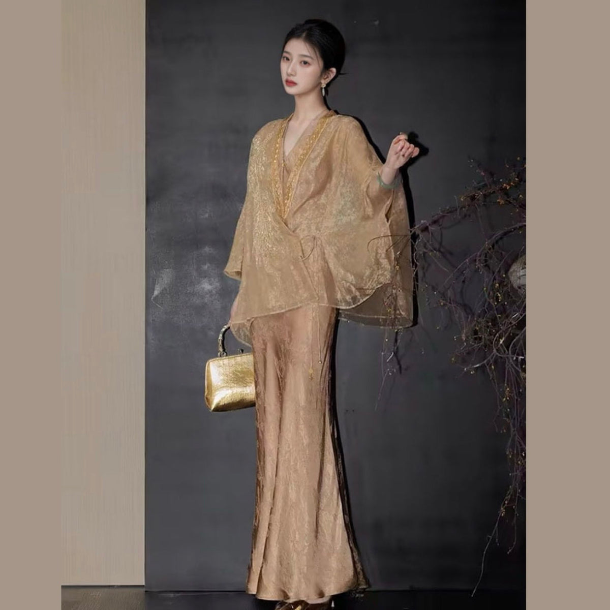 WJY STUDIO - Champagne Embroidered Cropped Jacket, buy at DOORS NYC