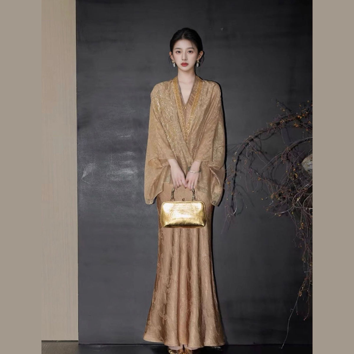 WJY STUDIO - Champagne Embroidered Cropped Jacket, buy at DOORS NYC