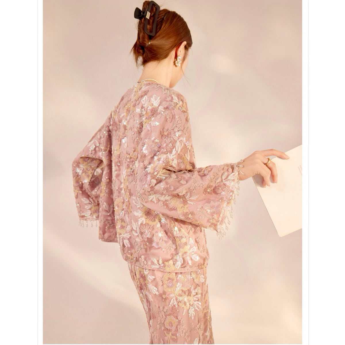 WJY STUDIO - 3D Pink Flower Embroidered Cardigan, buy at DOORS NYC