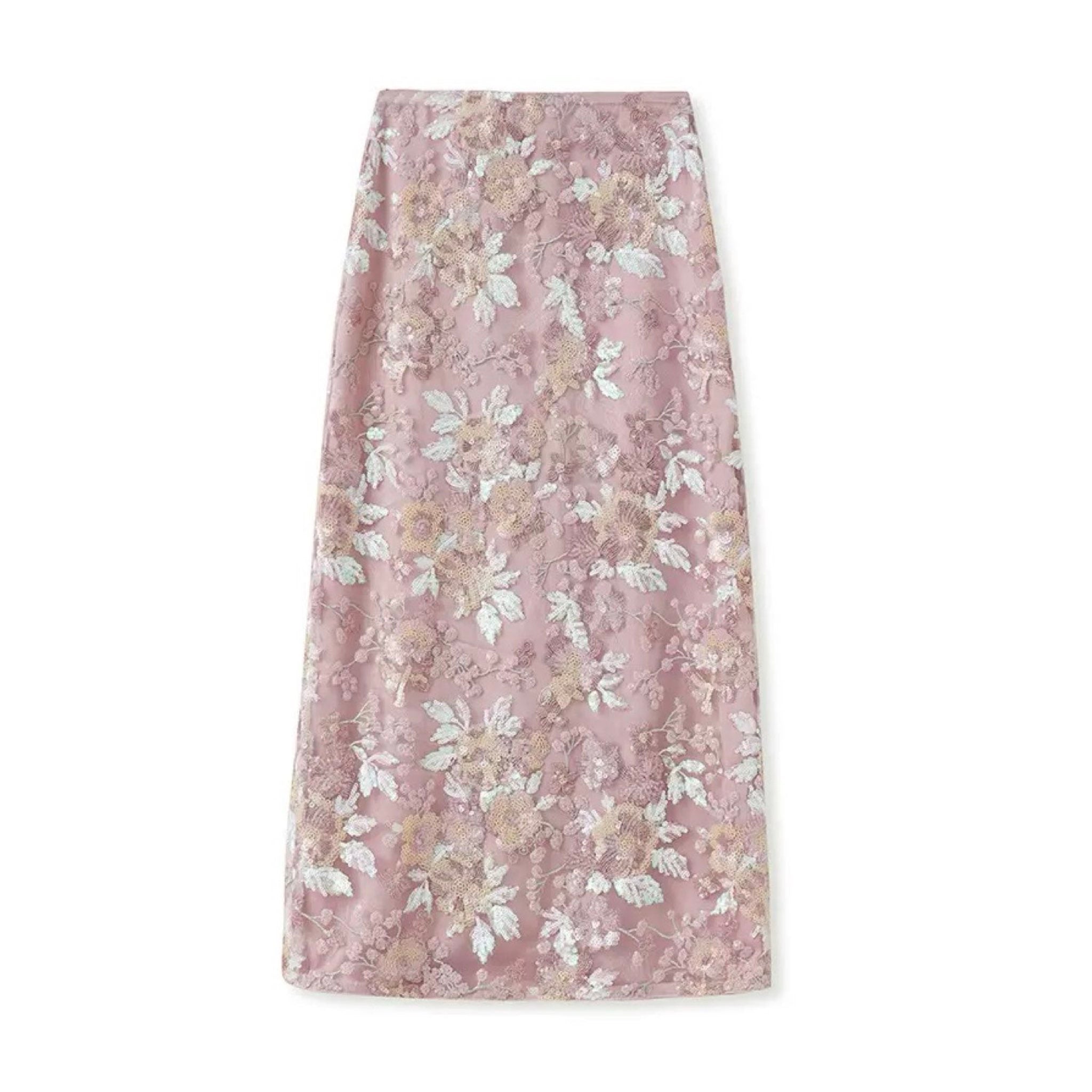 WJY STUDIO - 3D Pink Flower Embroidered Skirt, buy at DOORS NYC