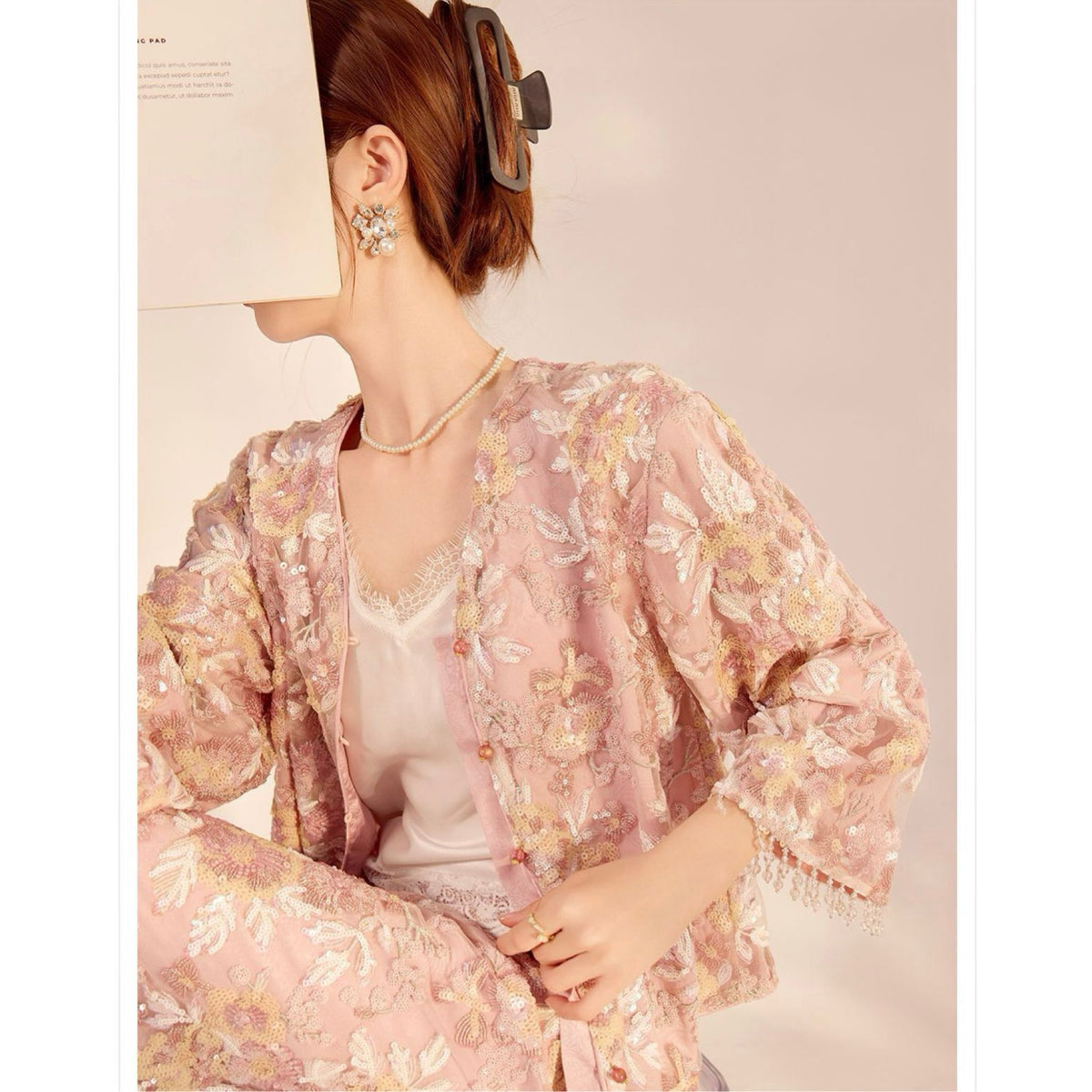 WJY STUDIO - 3D Pink Flower Embroidered Skirt, buy at DOORS NYC