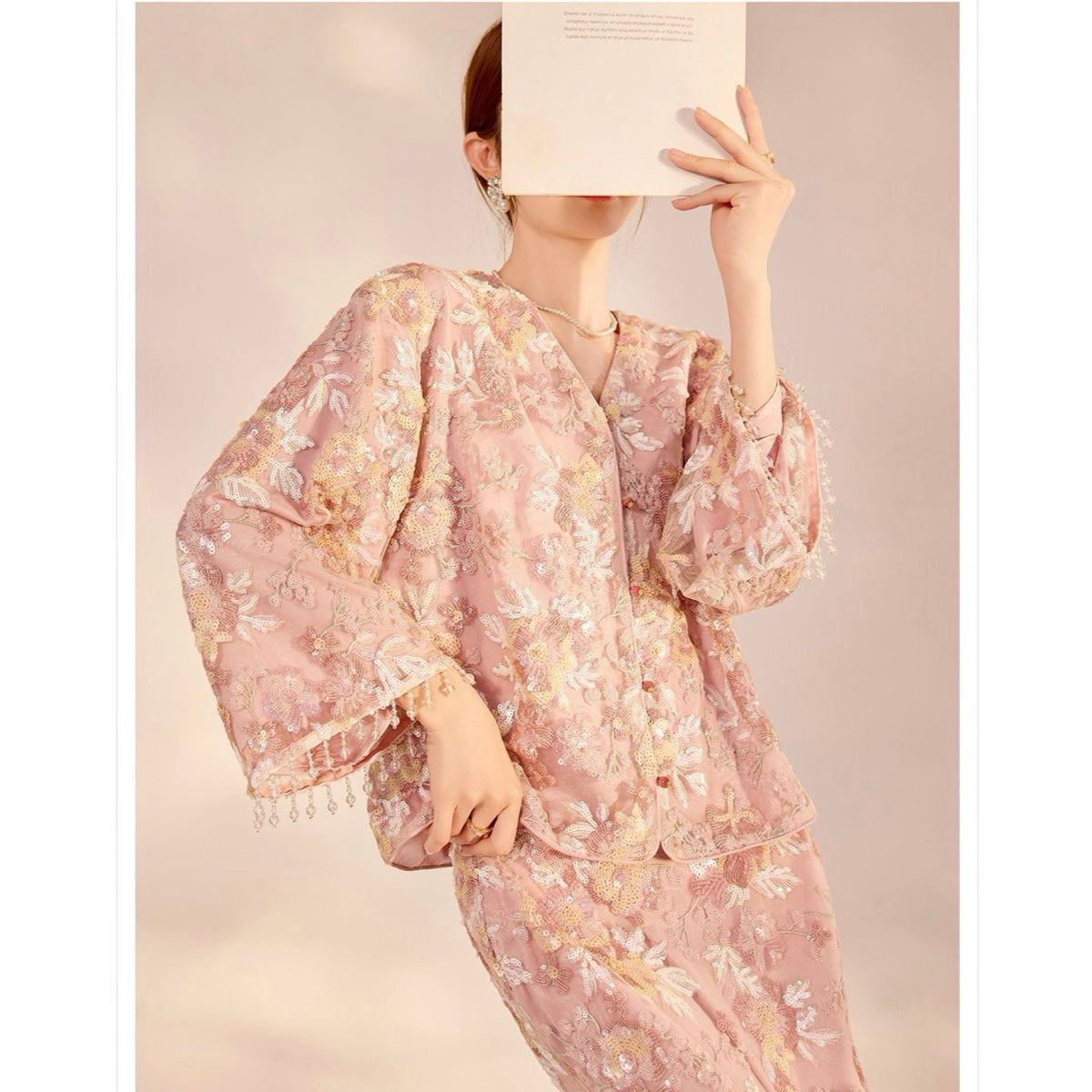 WJY STUDIO - 3D Pink Flower Embroidered Skirt, buy at DOORS NYC