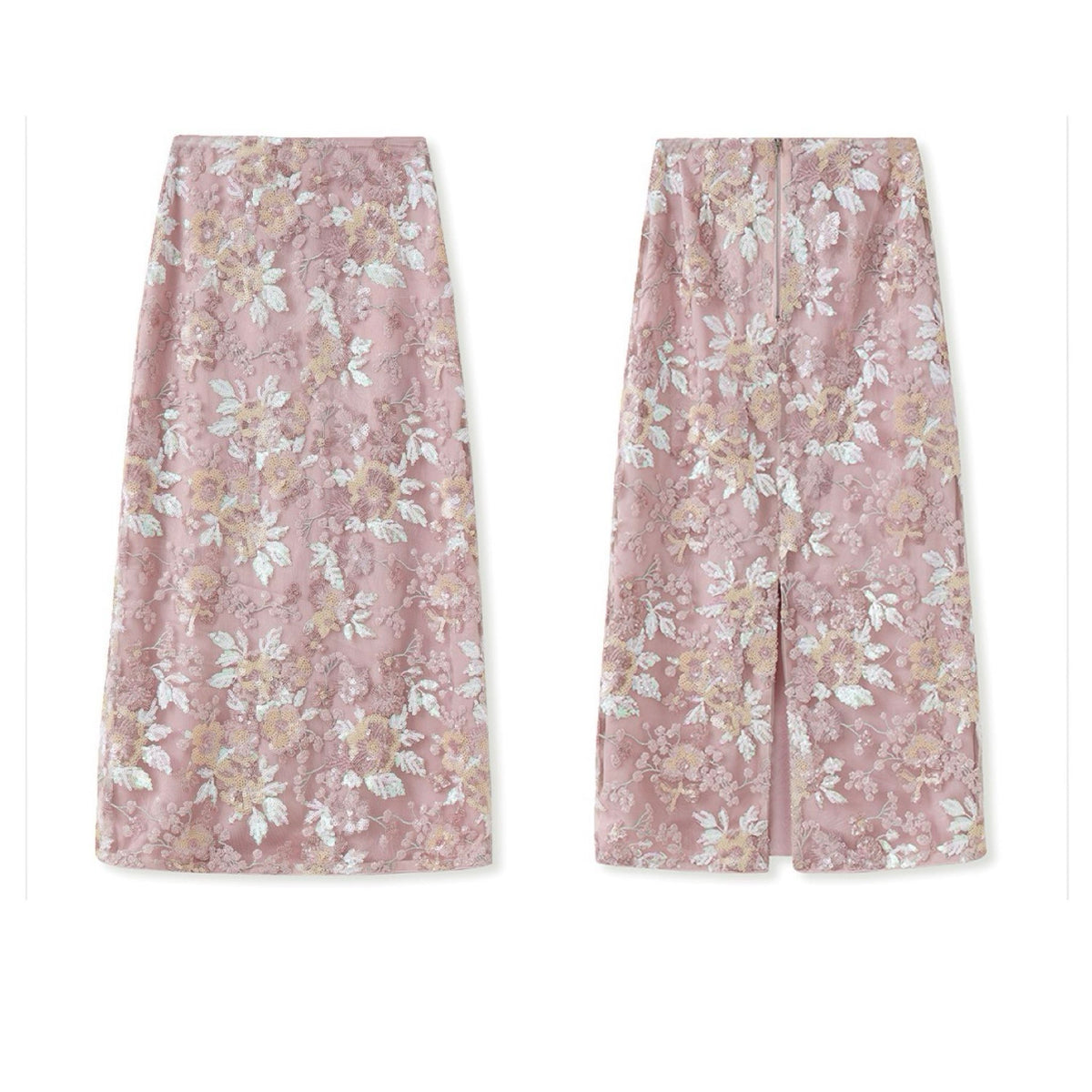 WJY STUDIO - 3D Pink Flower Embroidered Skirt, buy at DOORS NYC