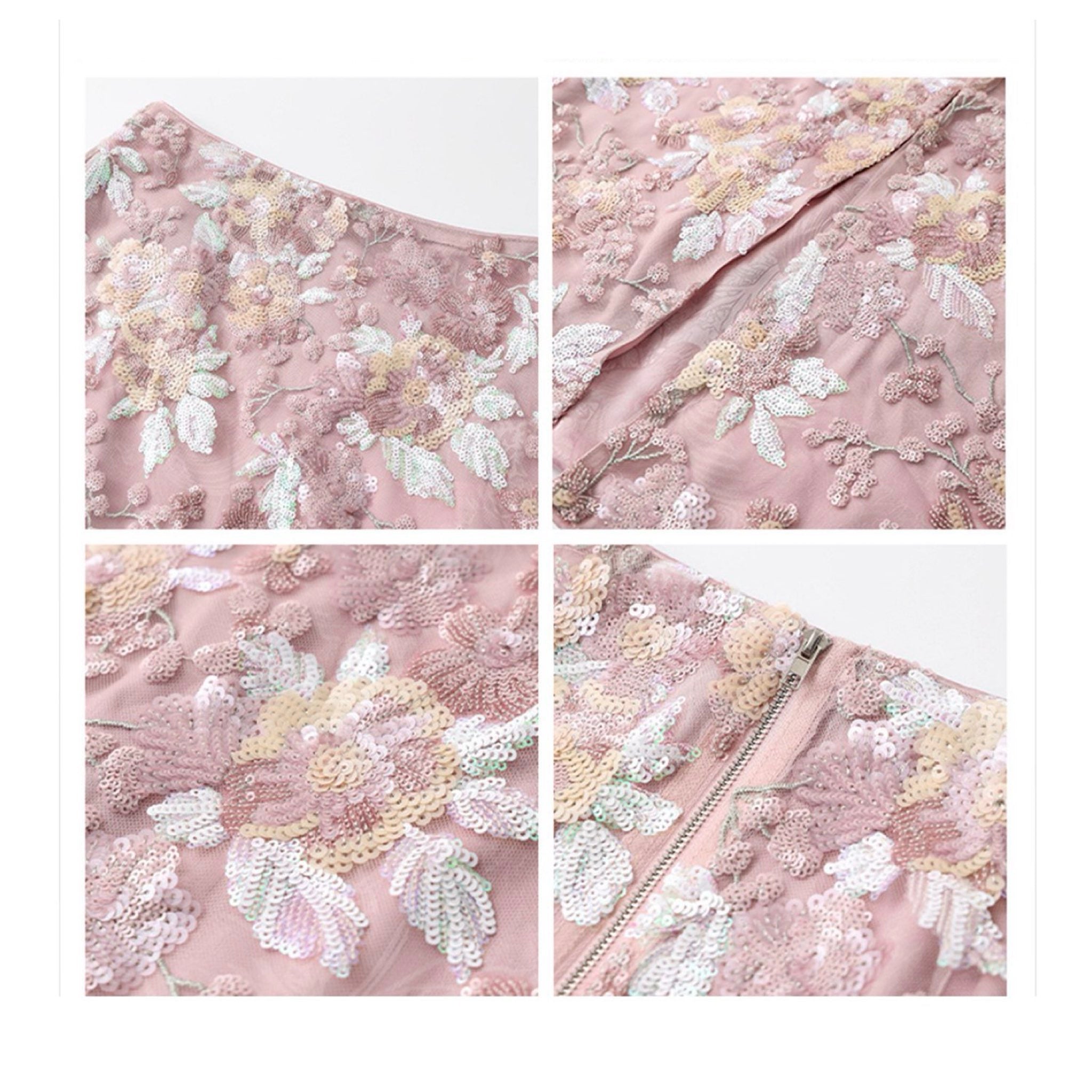 WJY STUDIO - 3D Pink Flower Embroidered Skirt, buy at DOORS NYC