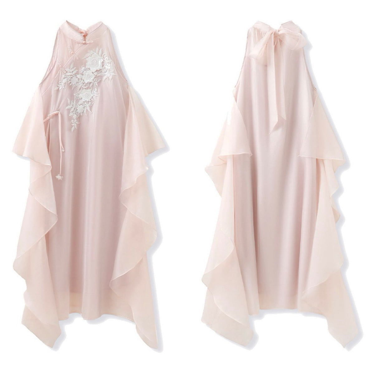 WJY STUDIO - Pink Floral Embroidered Midi Dress, buy at DOORS NYC