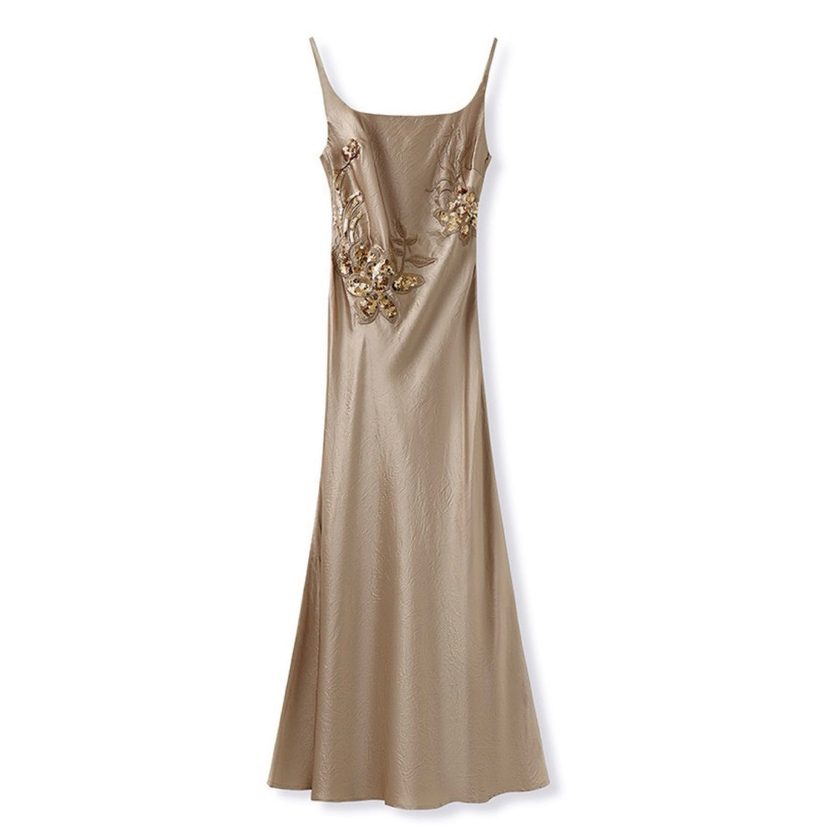 WJY STUDIO - Champagne Embroidered Slip Dress, buy at DOORS NYC