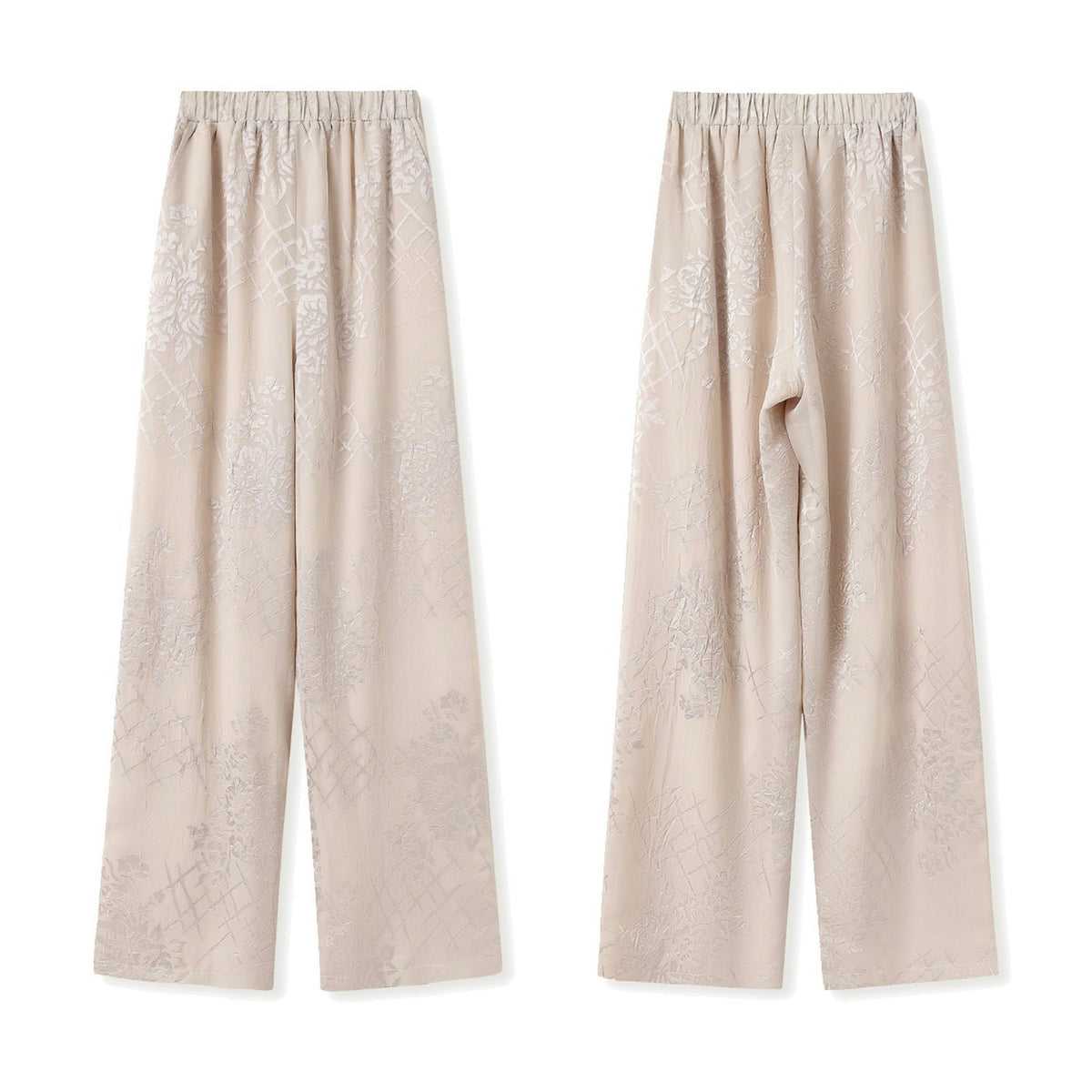 WJY STUDIO - Cream Embroidered Wide-Leg Trousers, buy at DOORS NYC