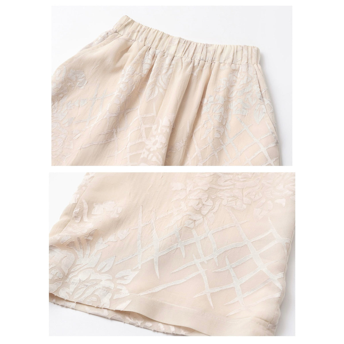 WJY STUDIO - Cream Embroidered Wide-Leg Trousers, buy at DOORS NYC
