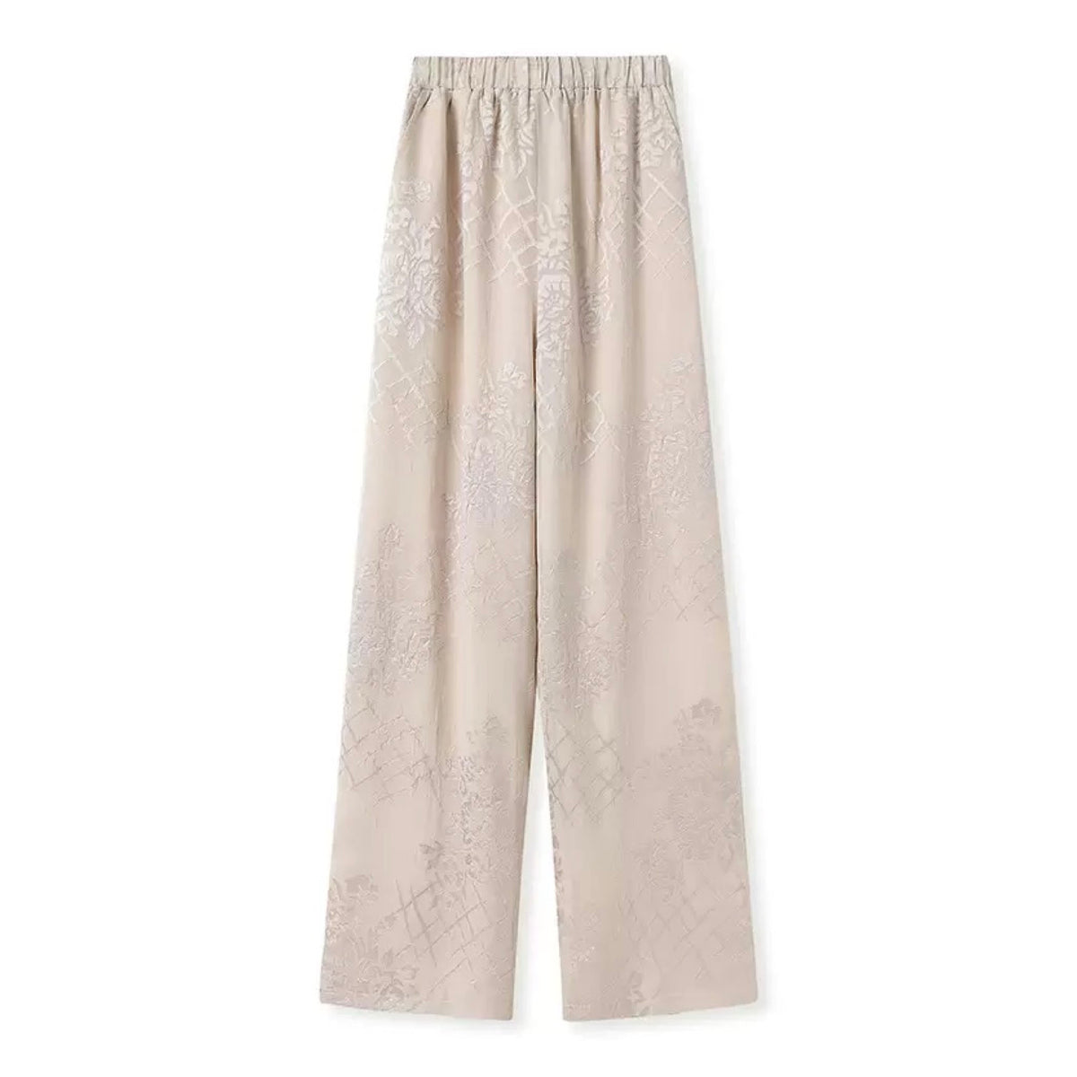 WJY STUDIO - Cream Embroidered Wide-Leg Trousers, buy at DOORS NYC