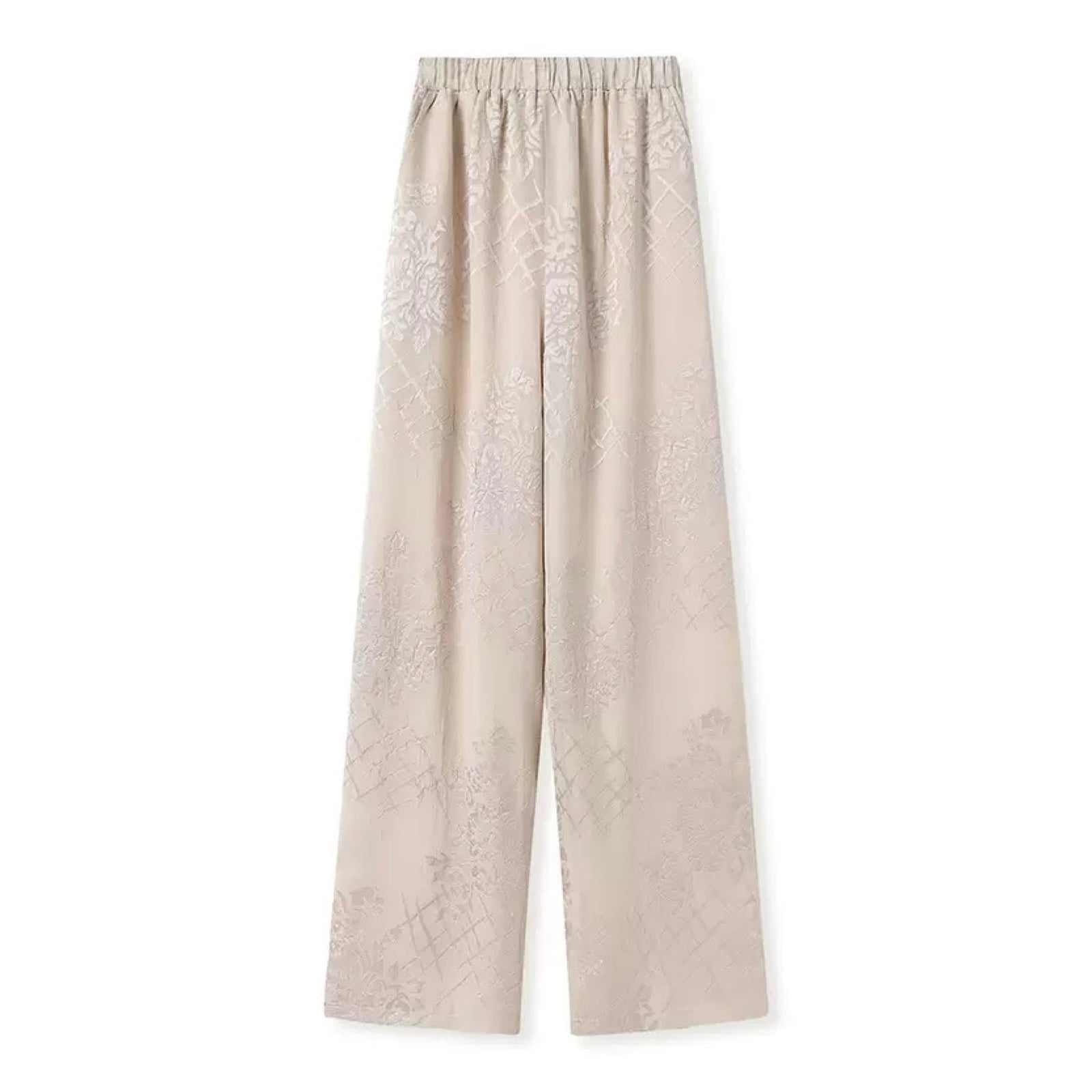 WJY STUDIO - Cream Embroidered Wide-Leg Trousers, buy at DOORS NYC