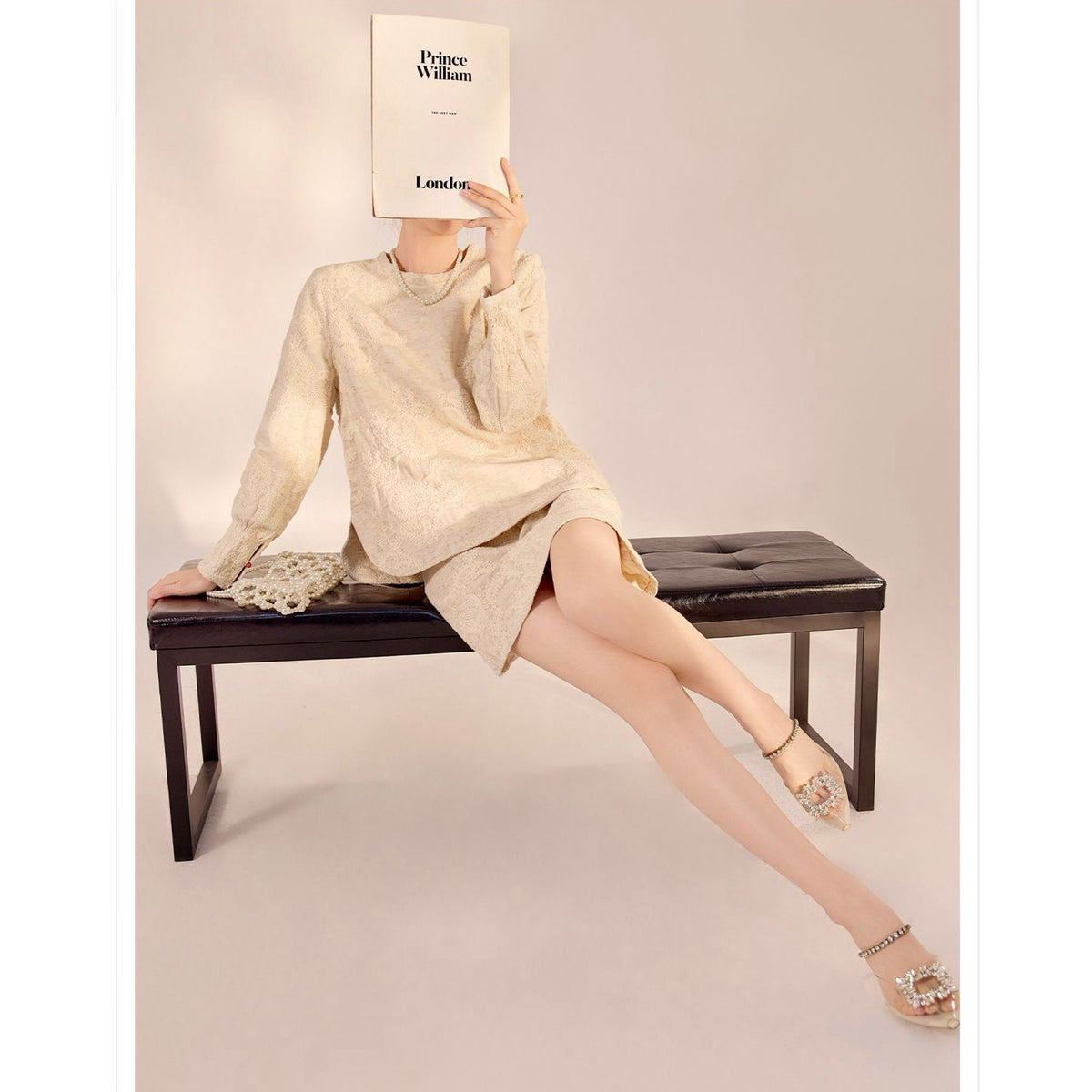 WJY STUDIO - Cream Embroidered Cotton-Linen Top, buy at DOORS NYC