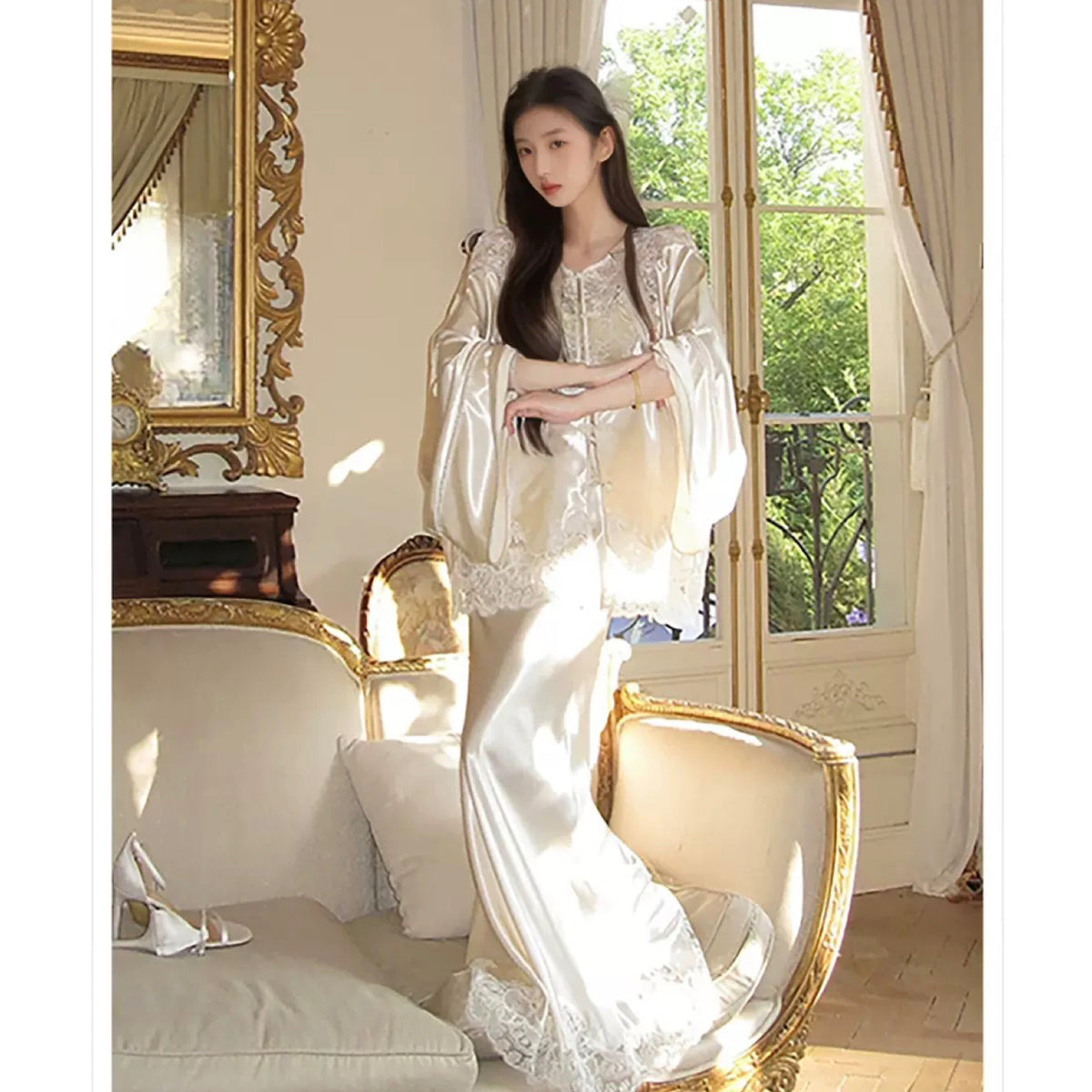 Embroidery Lace Luxury Fabric Midi Skirt