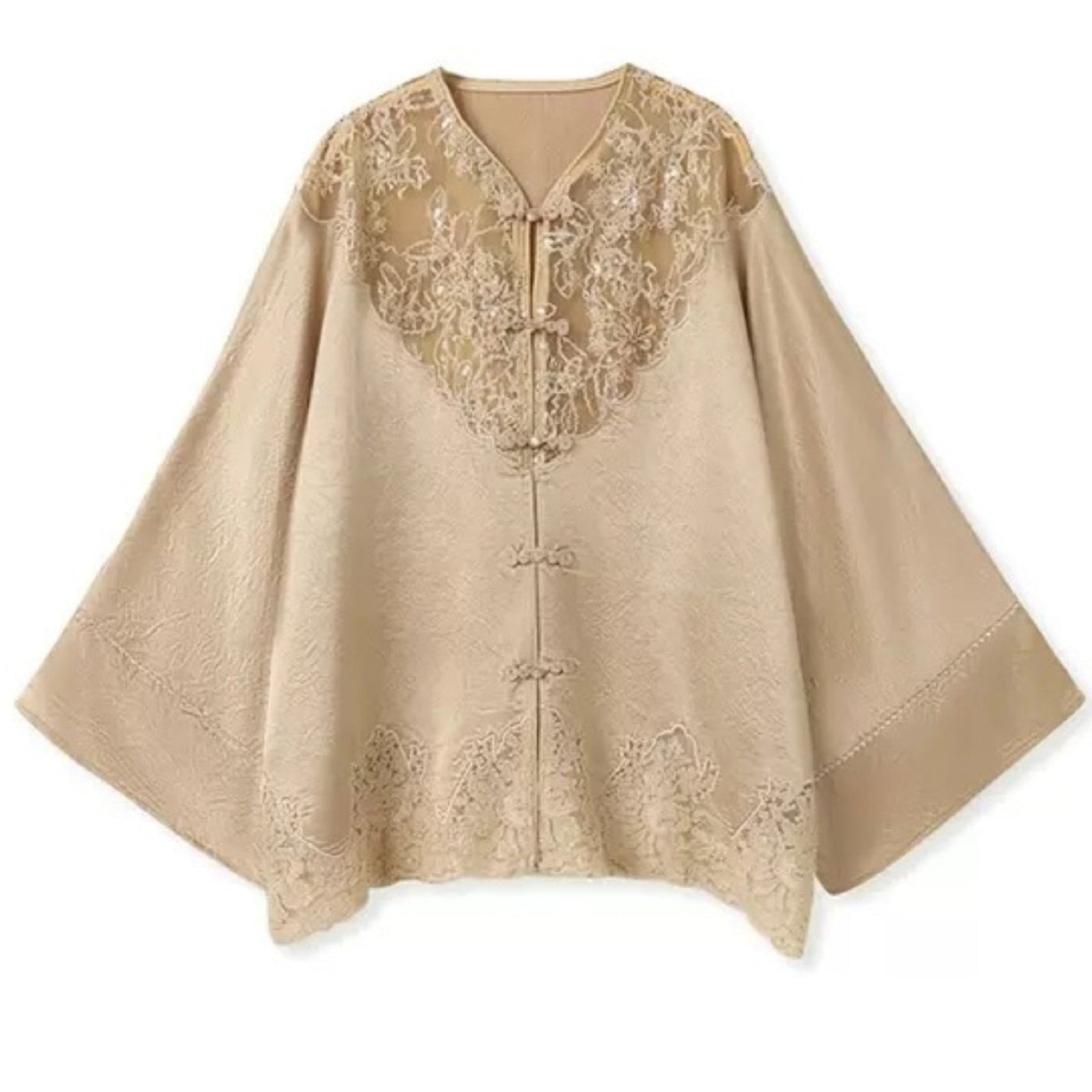 Embroidery Lace Luxury Fabric Top Shirt