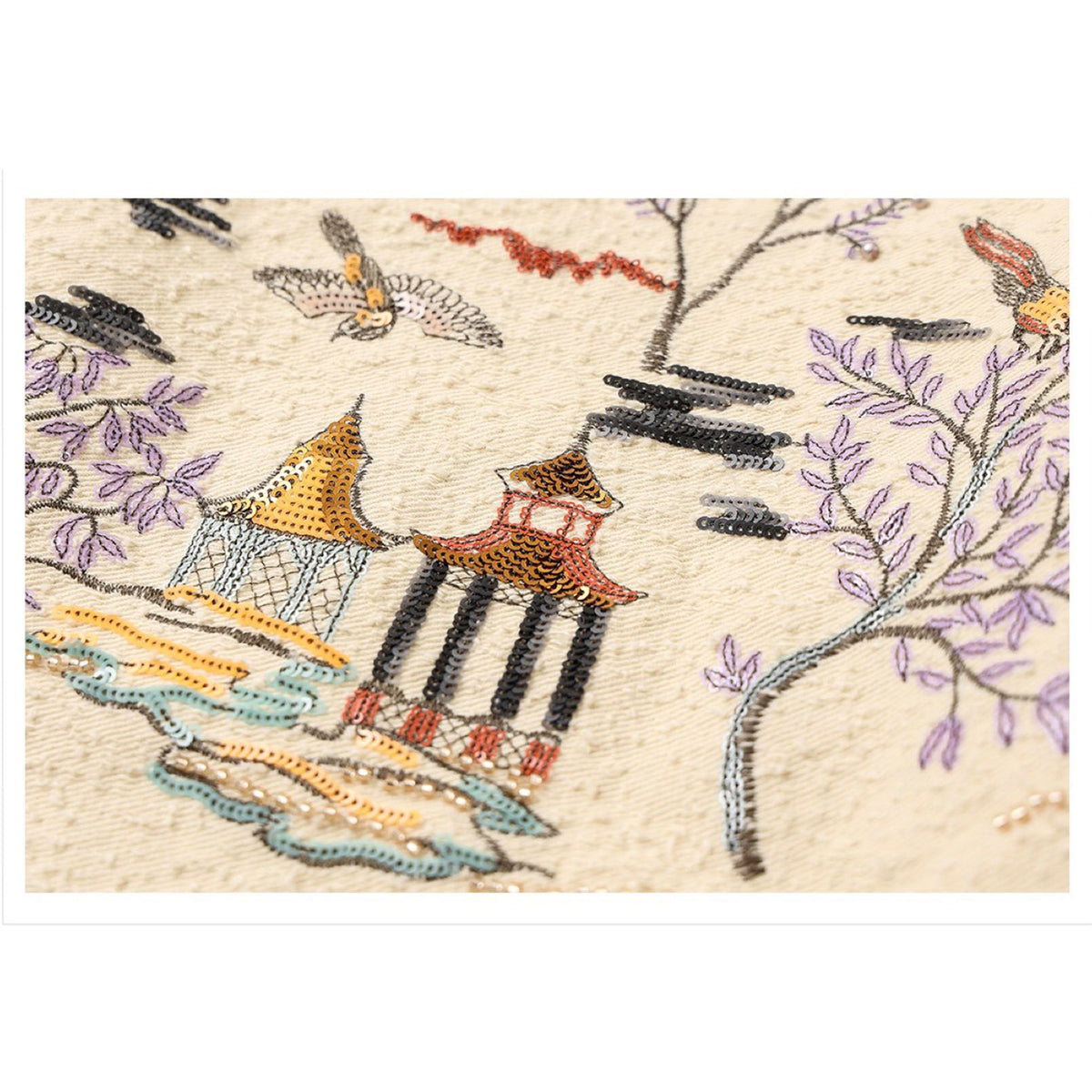 Embroidered Cardigan Jacket with Oriental Stitching