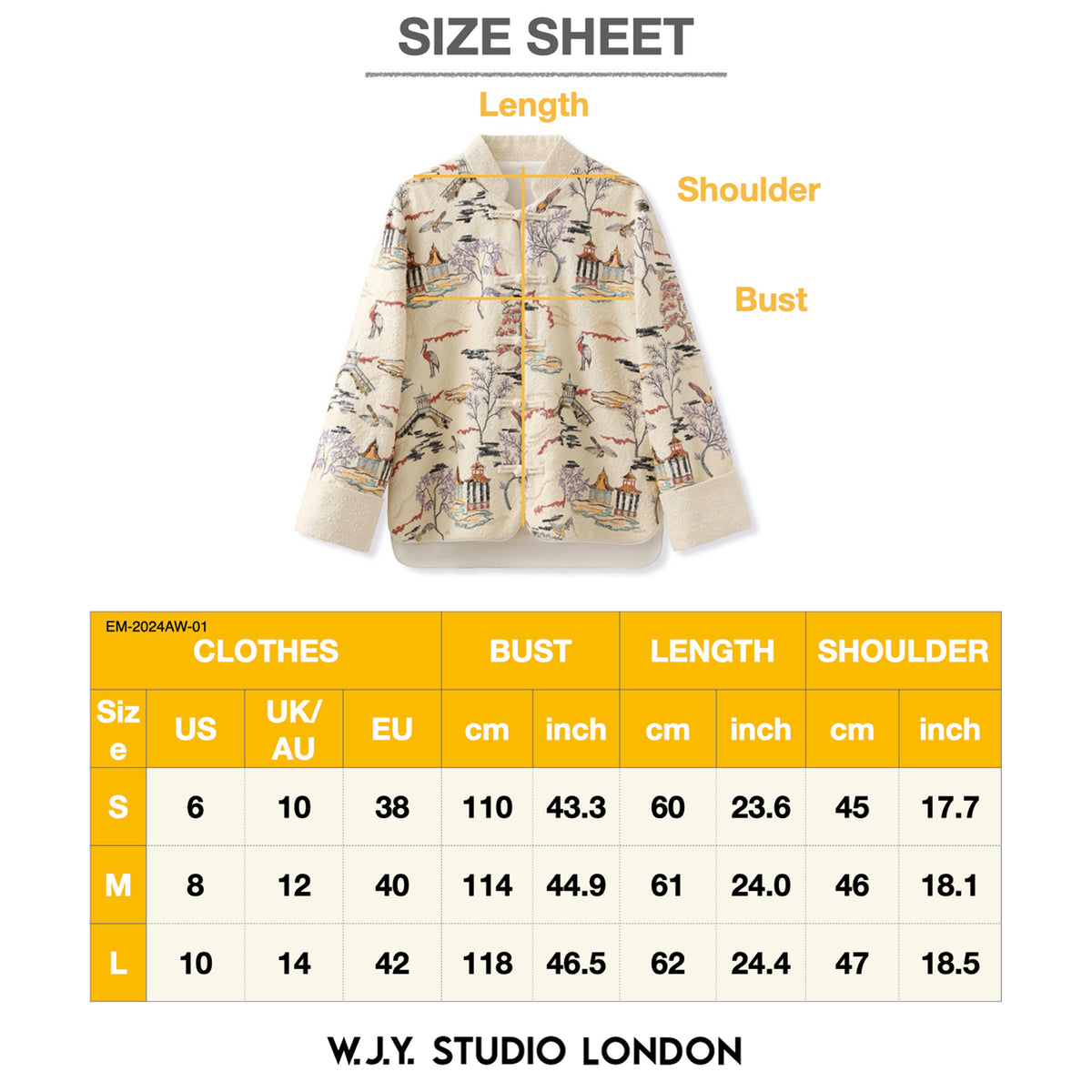 Embroidered Cardigan Jacket with Oriental Stitching