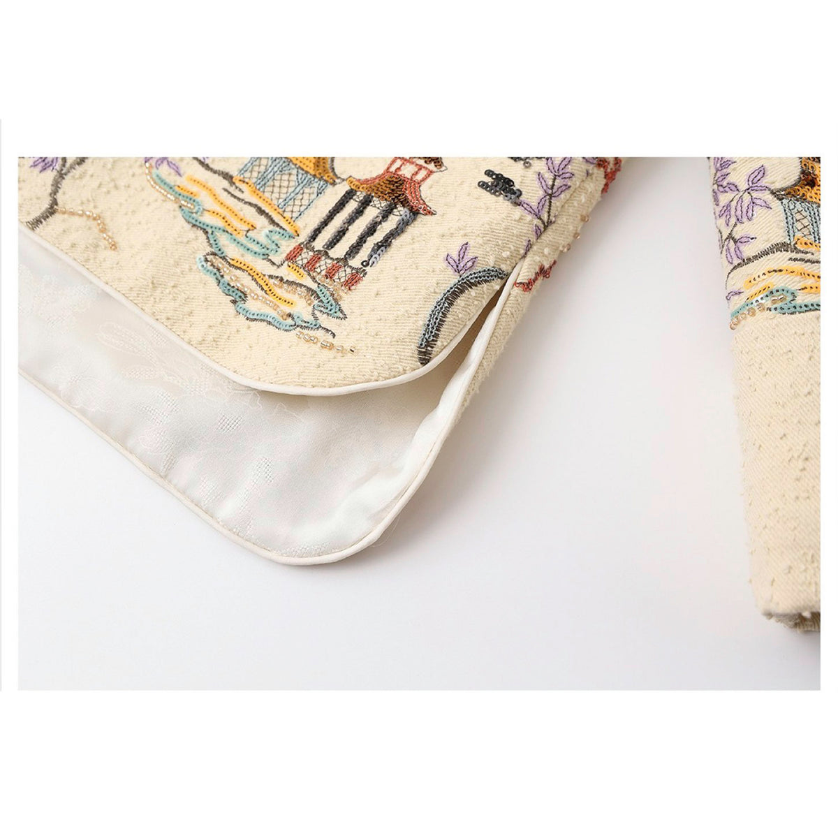 Embroidered Cardigan Jacket with Oriental Stitching