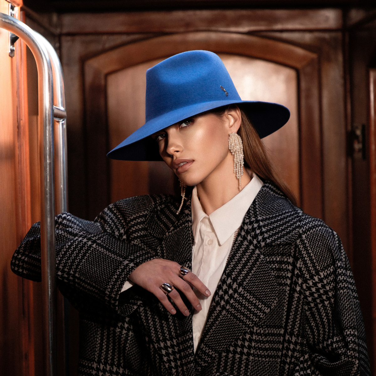 Electric Blue Wide Brim Drop Hat