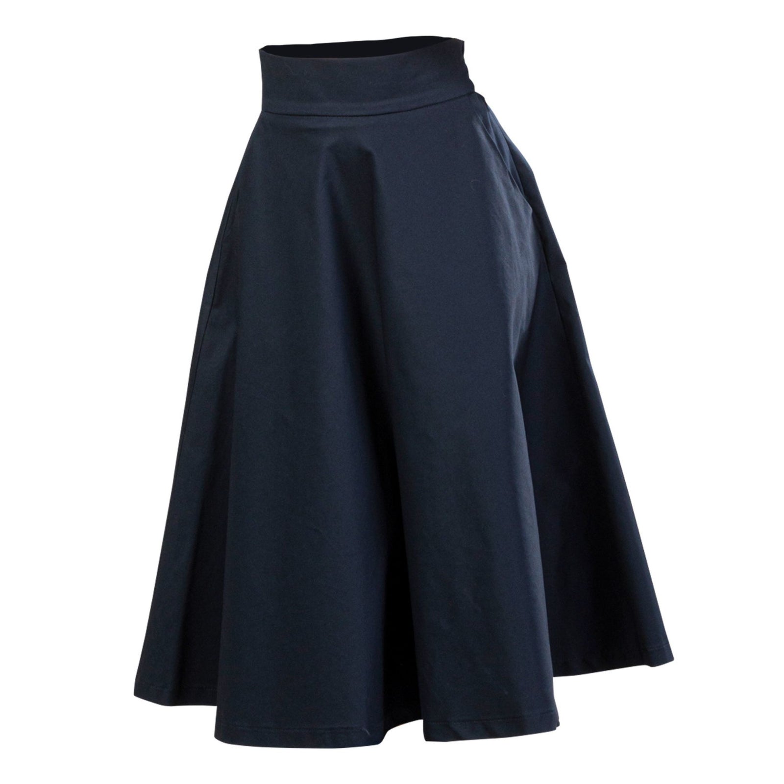 Estelle Dark Blue Cotton Midi Skirt