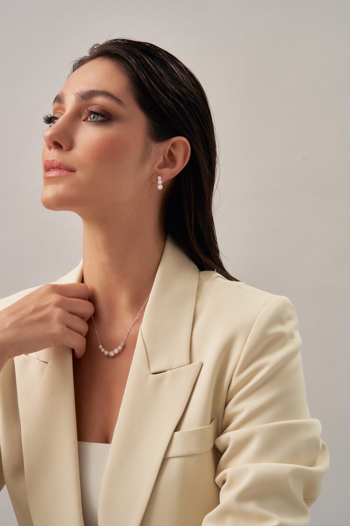 Gold Floral Necklace with Cubic Zirconia